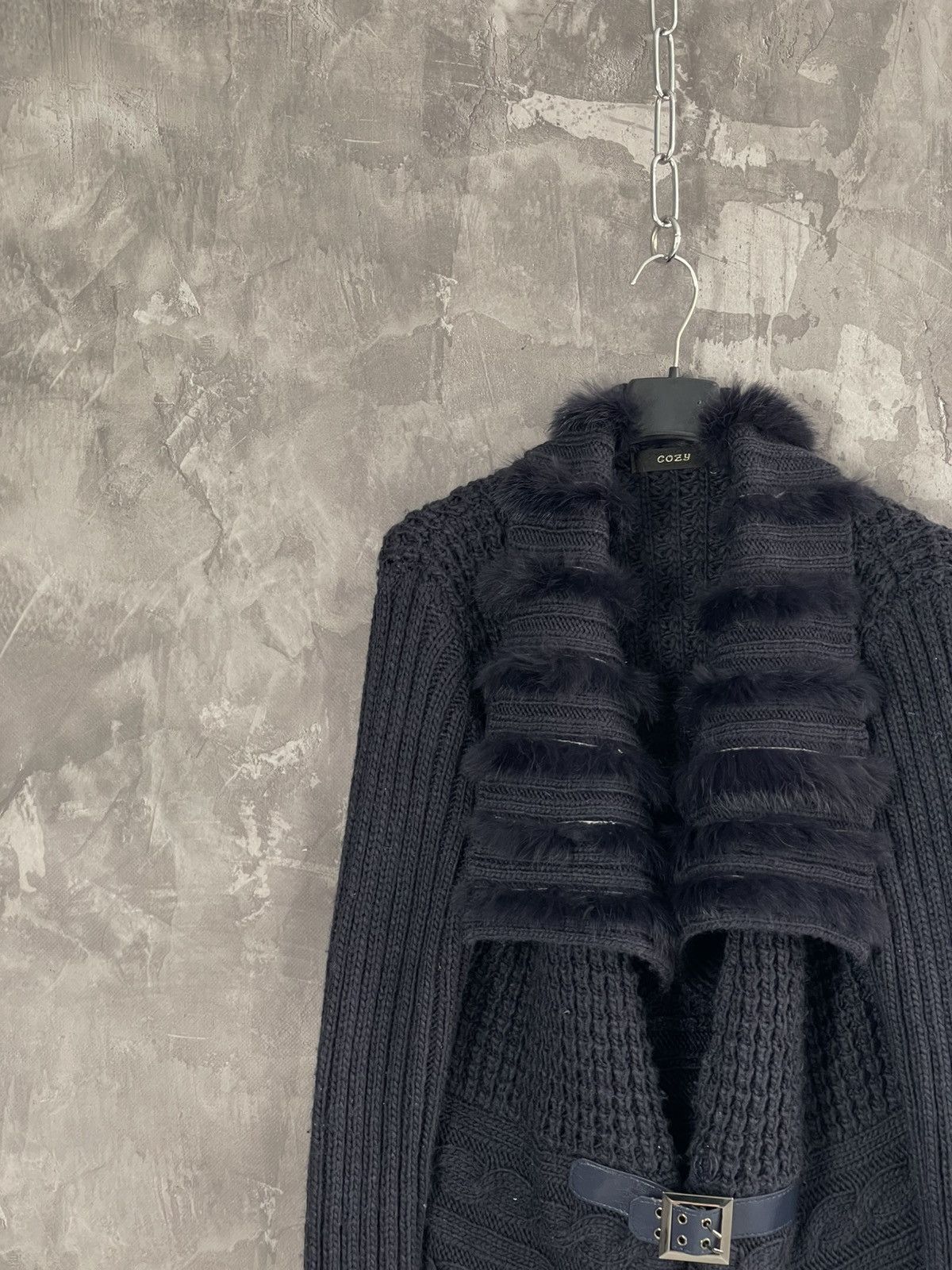 If Six Was Nine × Jean Paul Gaultier × Le Grande Bleu (L.G.B.) Faux Fur LGB Sweater Crazy Opium Punk Design Y2K ITALY Size M / US 6-8 / IT 42-44 - 3 Thumbnail