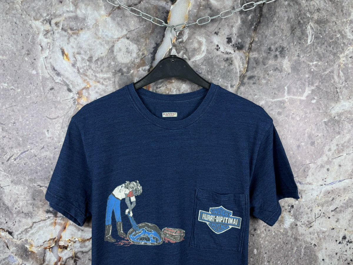 Kapital Kountry Men’s Kapital Indigo Psycho Hurry-Dipitinai T-Shirt Size 4 Size US M / EU 48-50 / 2 - 2 Thumbnail