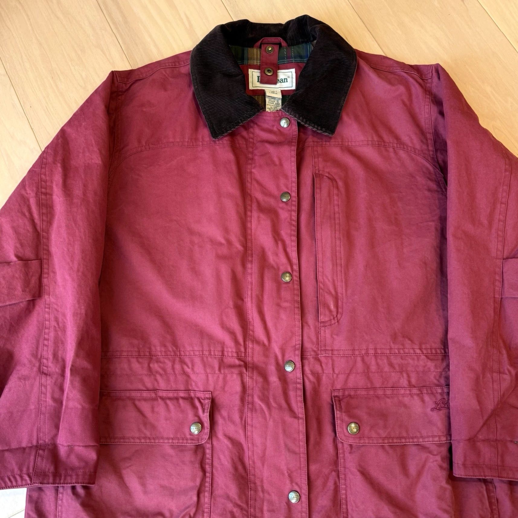 Vintage LL Bean Chore Coat Women's Large Red Long Full Zip Outerwear Size L / US 10 / IT 46 - 4 Thumbnail