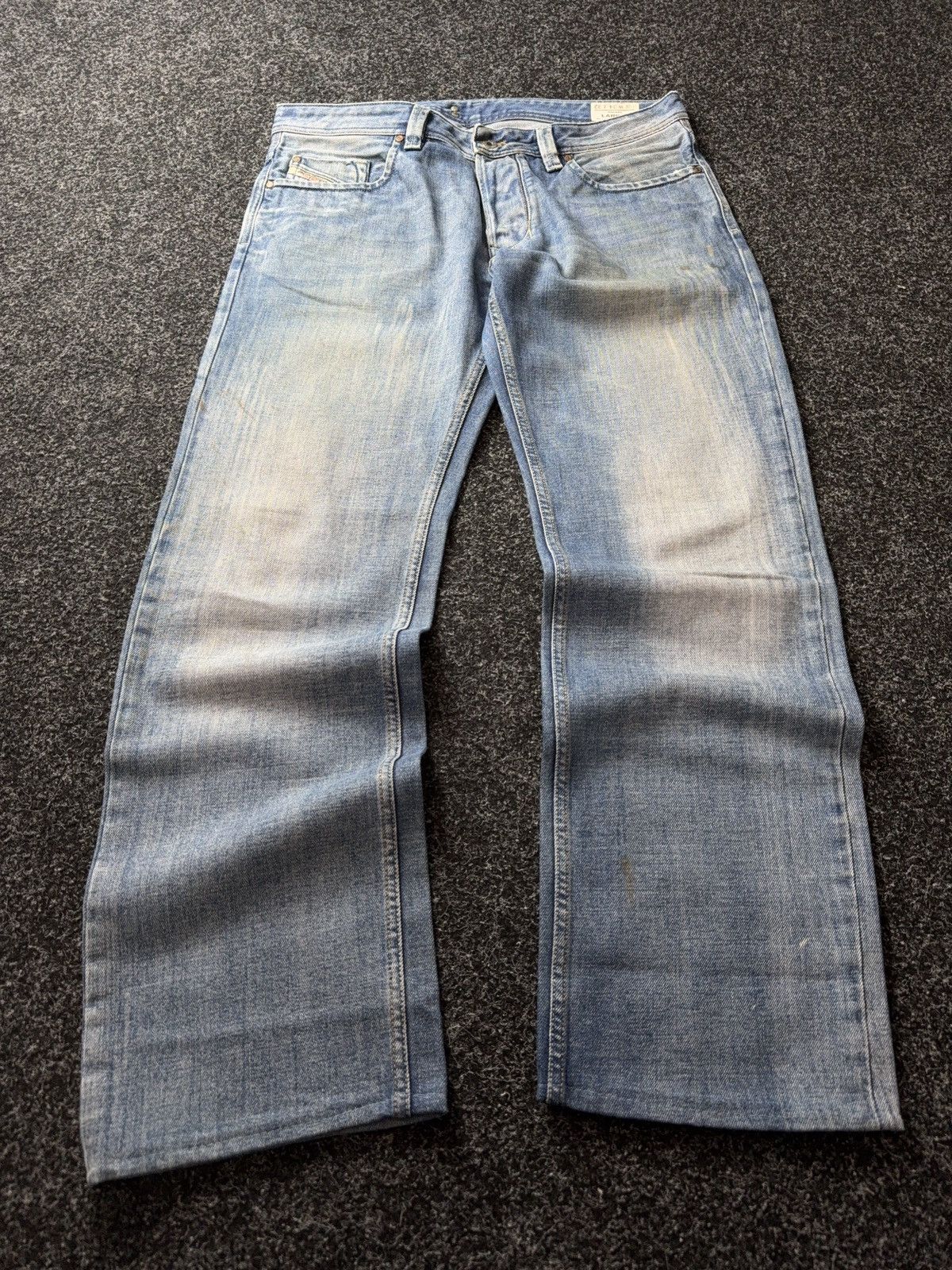 Diesel Luxury 00s Y2K Dirty Diesel Larkee Straight Leg Faded Jeans Size US 34 / EU 50 - 1 Thumbnail