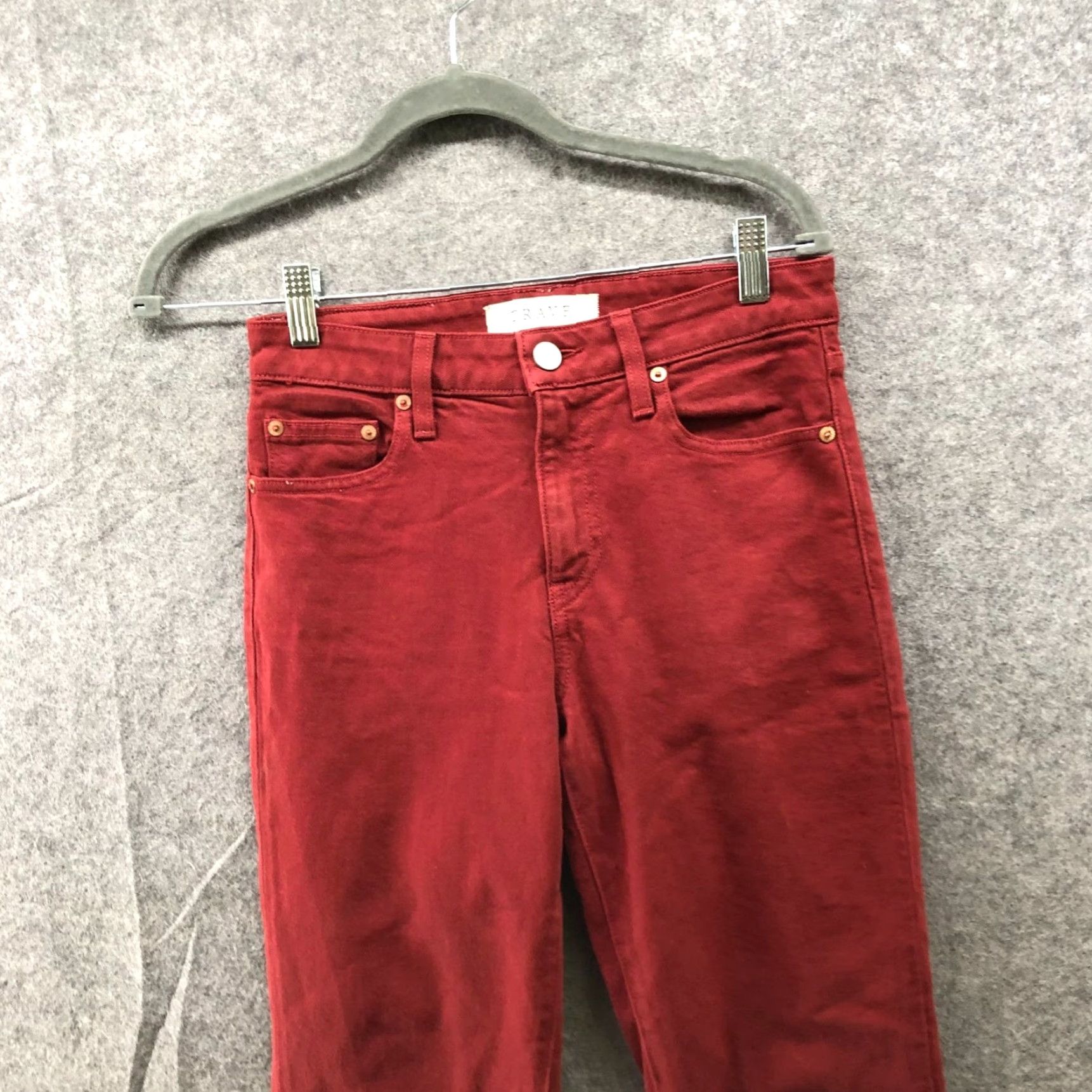 Vintage Trave Colette Jeans Kick Flare Womens 25 Brick Red Stretch Mid Rise Size 42" / US 20 - 3 Thumbnail