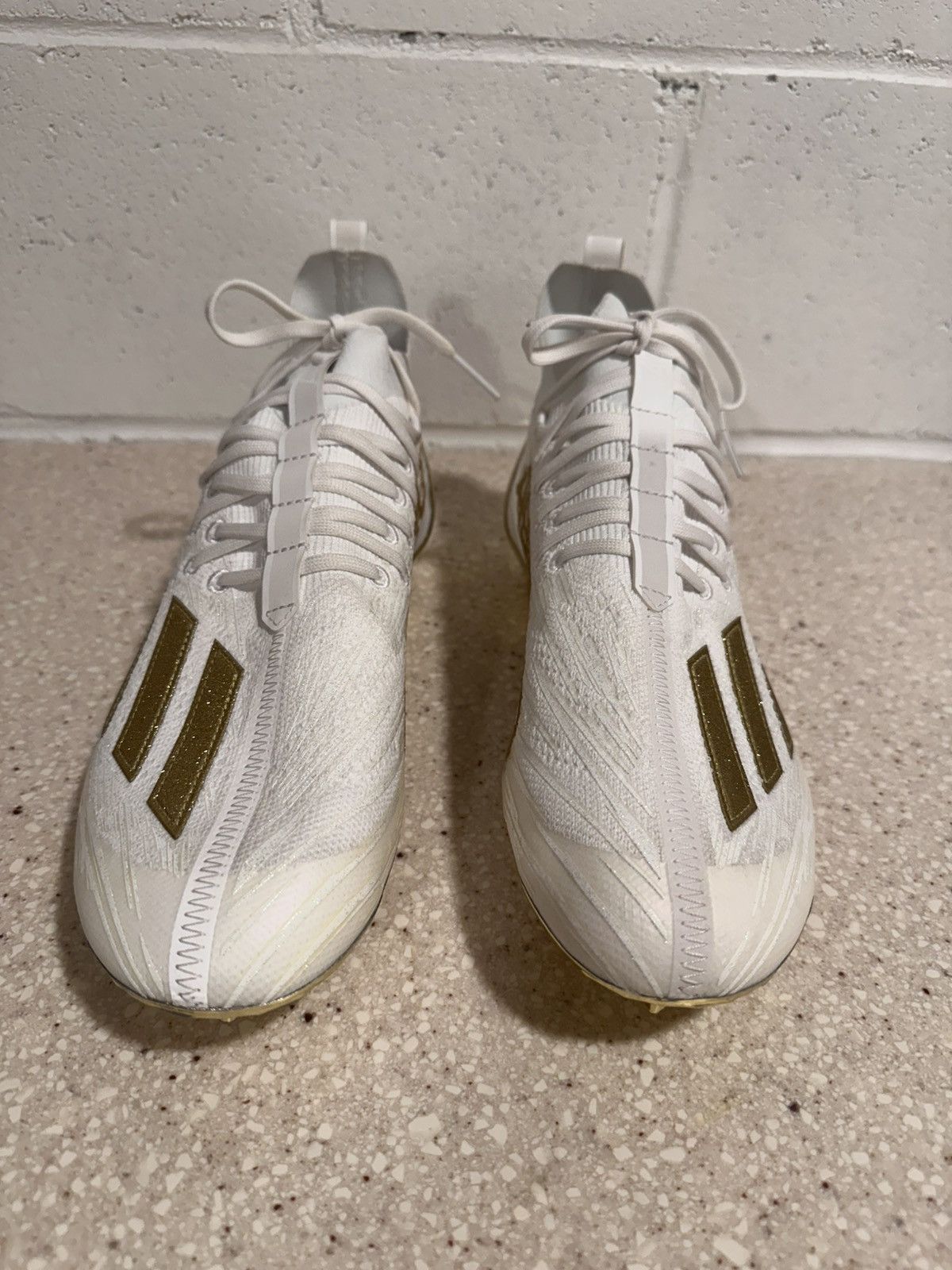 Adidas Adidas Adizero White Metallic Gold Primeknit Football Cleats Size US 11.5 / EU 44-45 - 4 Thumbnail