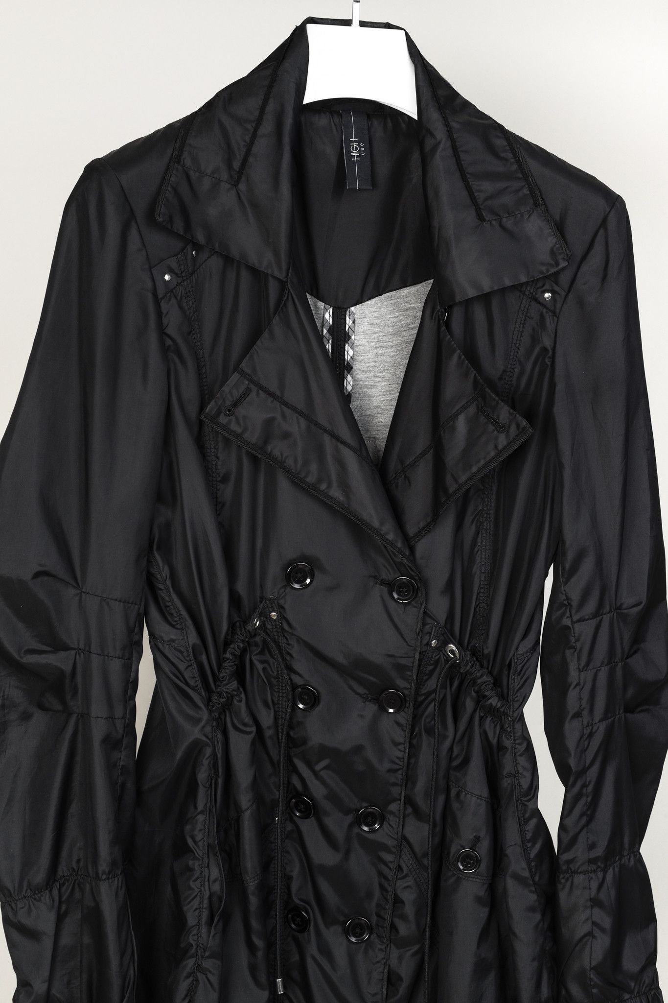 Other High Use Black Ruched Nylon Trenchcoat Size L / US 10 / IT 46 - 2 Thumbnail