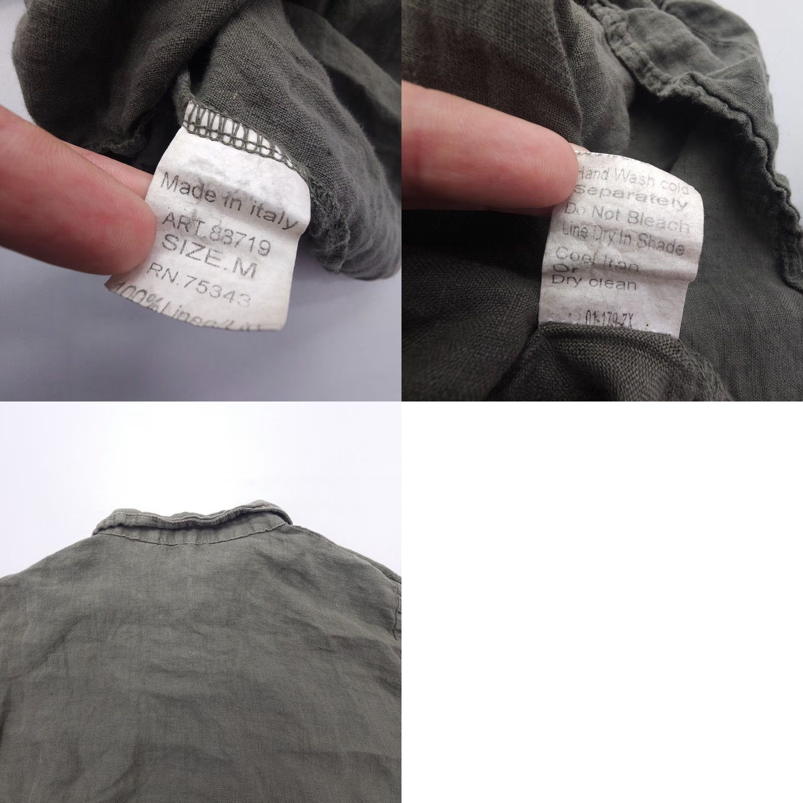 Vintage Lungo L'Arno 100% Linen Top Button Blouse Size Medium Green Italy Coastal Size M / US 6-8 / IT 42-44 - 8 Thumbnail