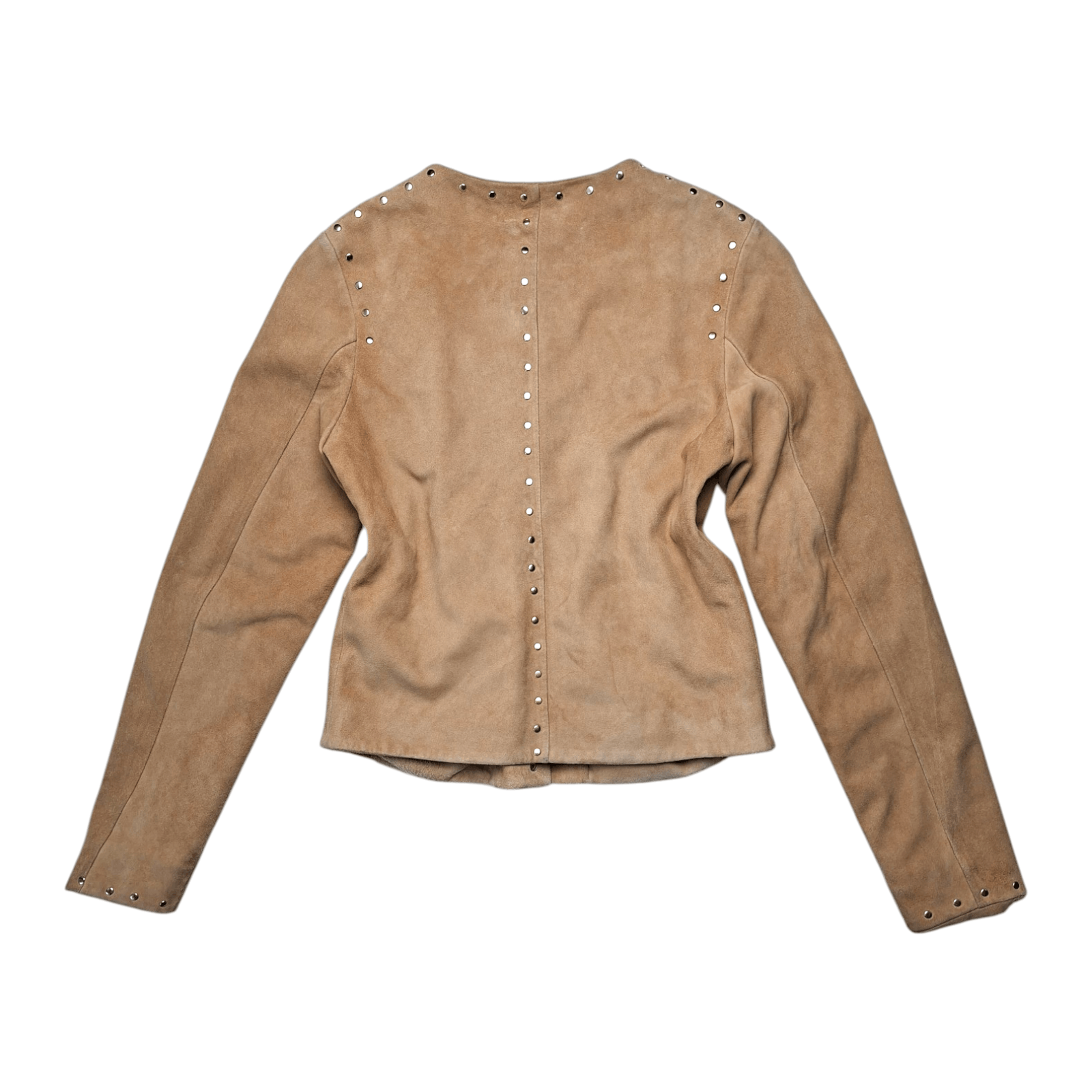 TWINSET TWIN-SET Simona Barbieri Suede Studded Jacket Tan Brown Size S / US 4 / IT 40 - 9 Thumbnail