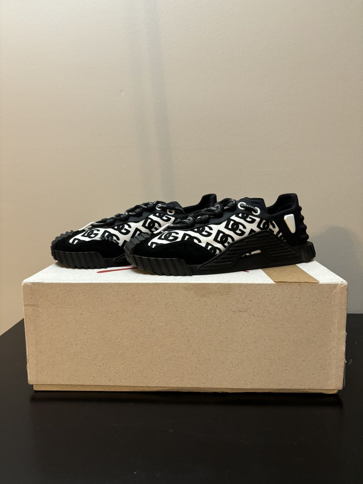 Dolce & Gabbana NS1 Monogram Black White Sneakers