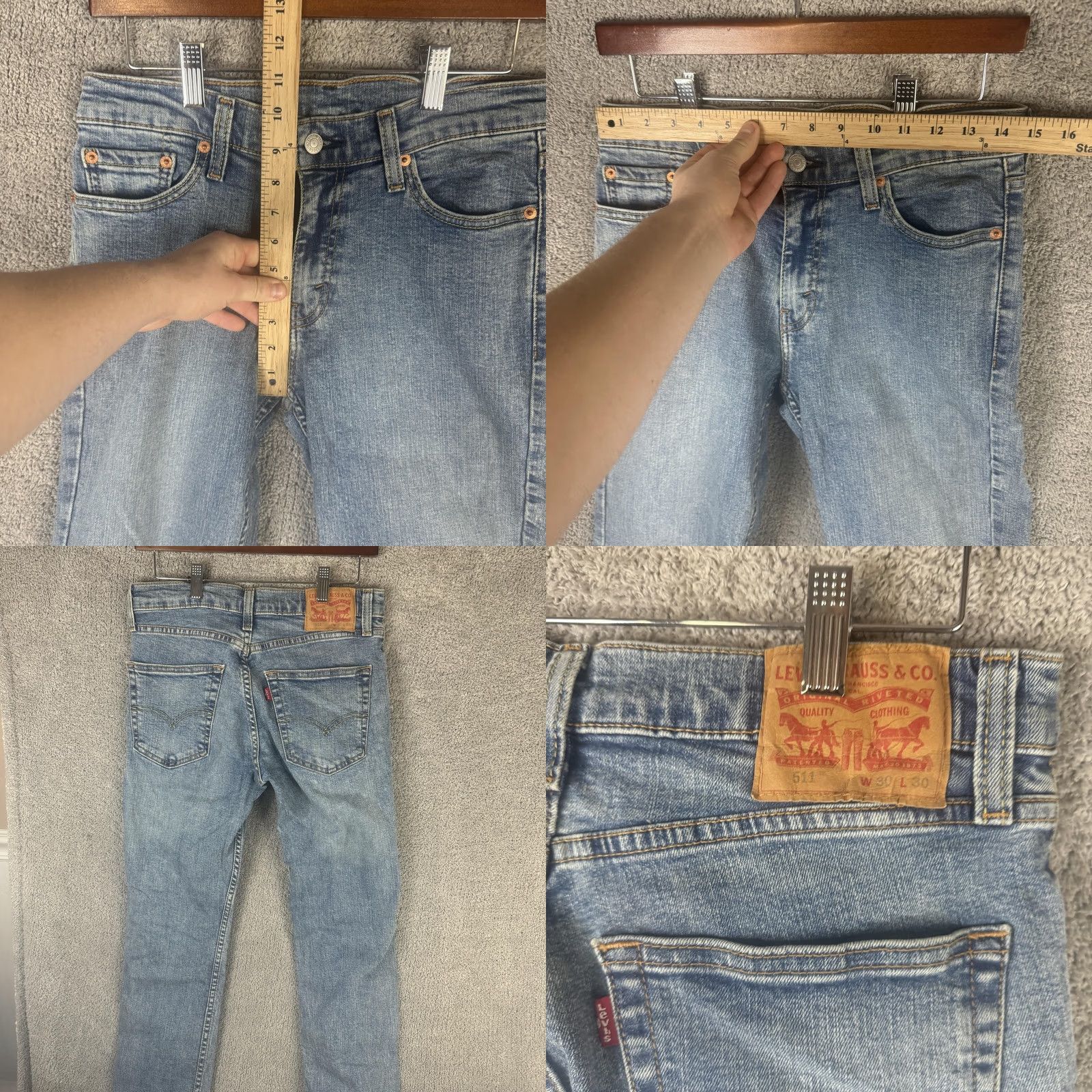 Levi's Levi's 511 Jeans Mens 30x30 Light Wash Blue Slim Fit Tapered Leg Stretch Denim Jeans Size US 30 / EU 46 - 8 Thumbnail