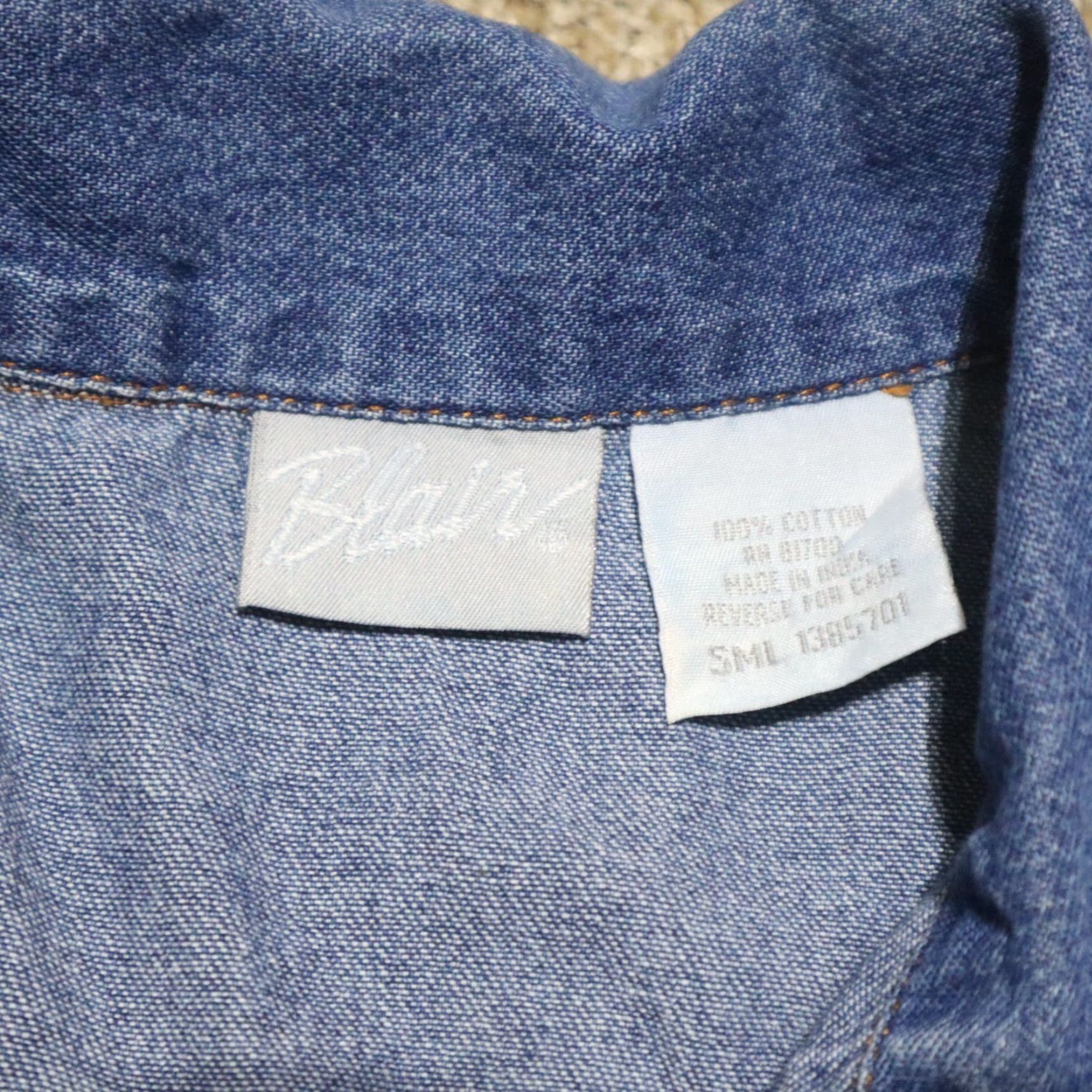 Blair BLAIR Denim Shirt Long Sleeve Womens Size LARGE Blue Floral Embroidery Shirt Jacket Style Denim Shirt 90s? Mens? Size L / US 10 / IT 46 - 3 Thumbnail