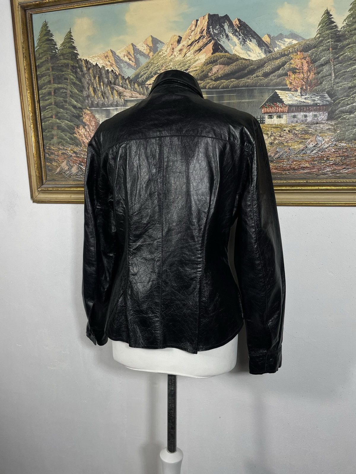 Vintage Vintage Y2k Avant Garde Black Real Cow Leather Bomber Jacket Size M / US 6-8 / IT 42-44 - 5 Thumbnail
