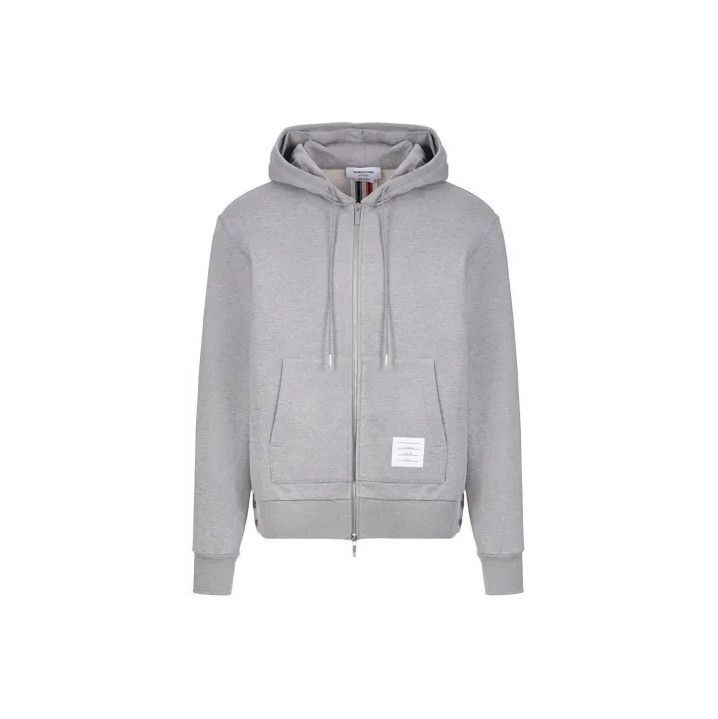 Thom Browne Thom Browne Gray Zip-Up Hoodie with Stripes Size US M / EU 48-50 / 2 - 1 Thumbnail