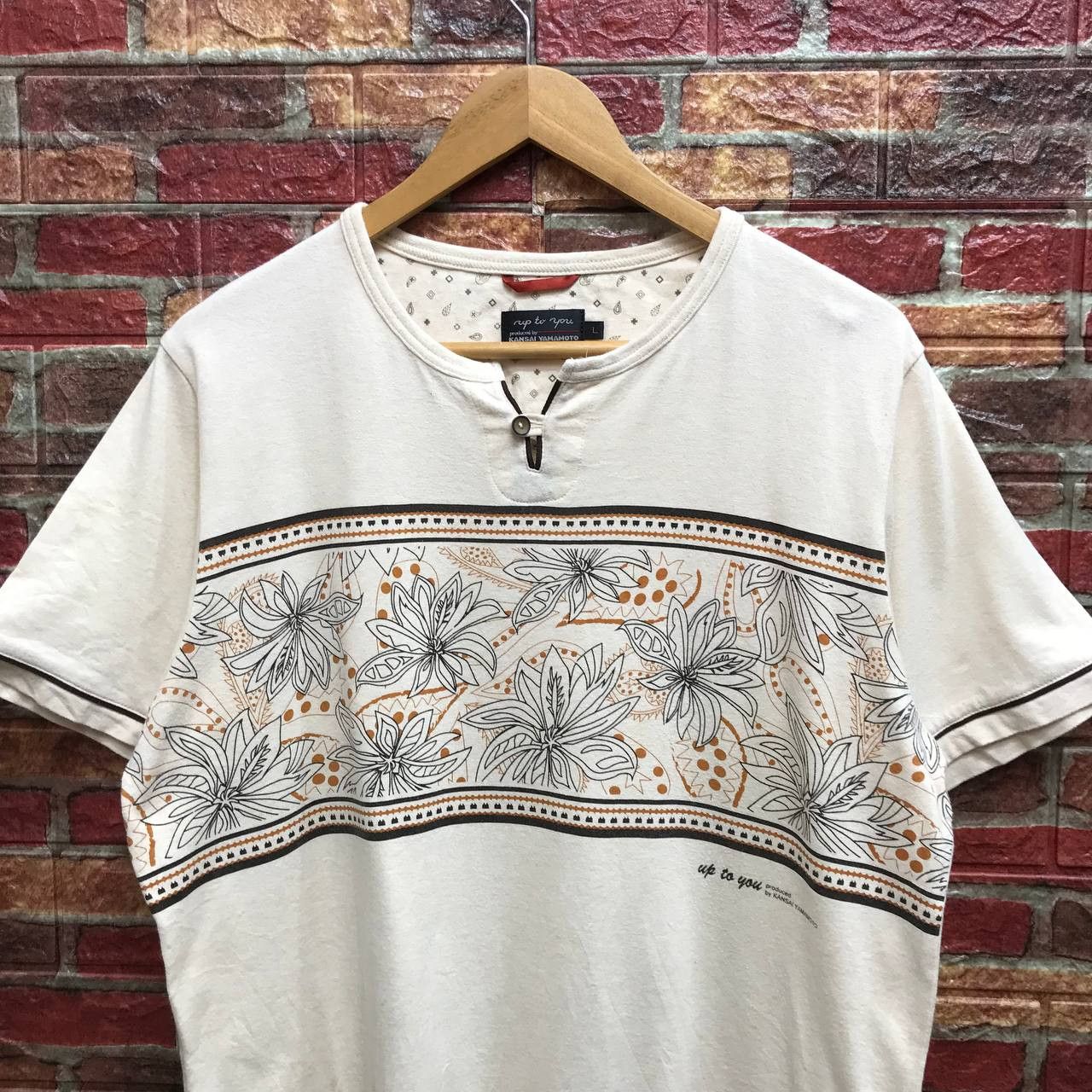 Kansai Yamamoto VINTAGE KANSAI YAMAMOTO NATIVE TSHIRT SINGLE BUTTON Size US L / EU 52-54 / 3 - 2 Thumbnail