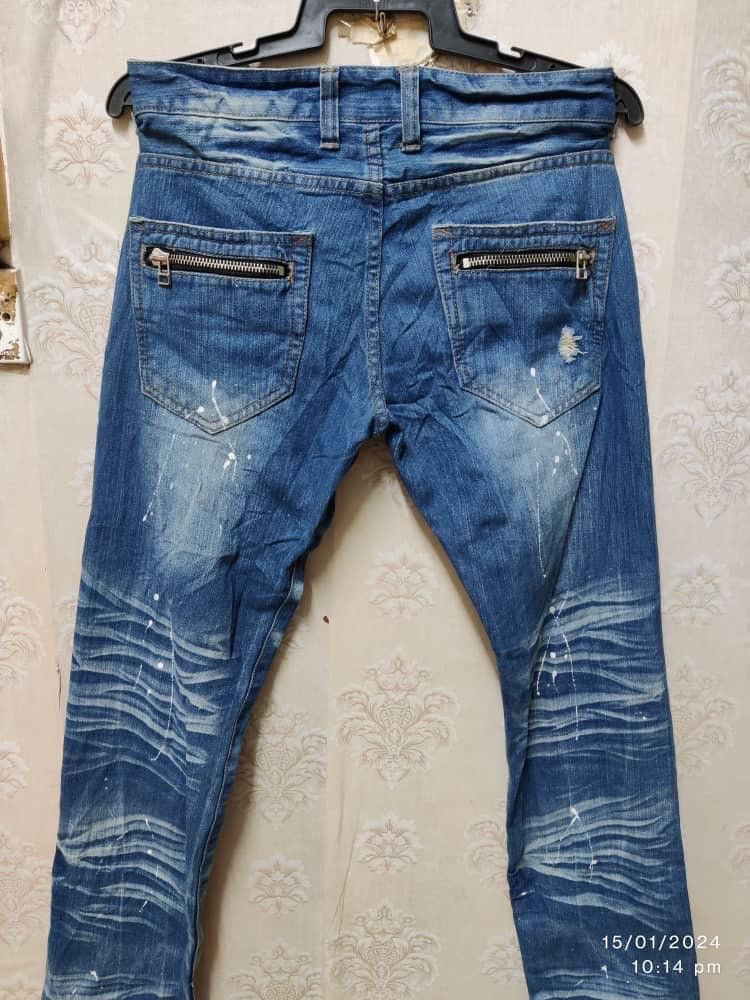 Japanese Brand ROOTS THREE JEANS DISTRESSED AVANT GARDE Size US 35 - 12 Thumbnail