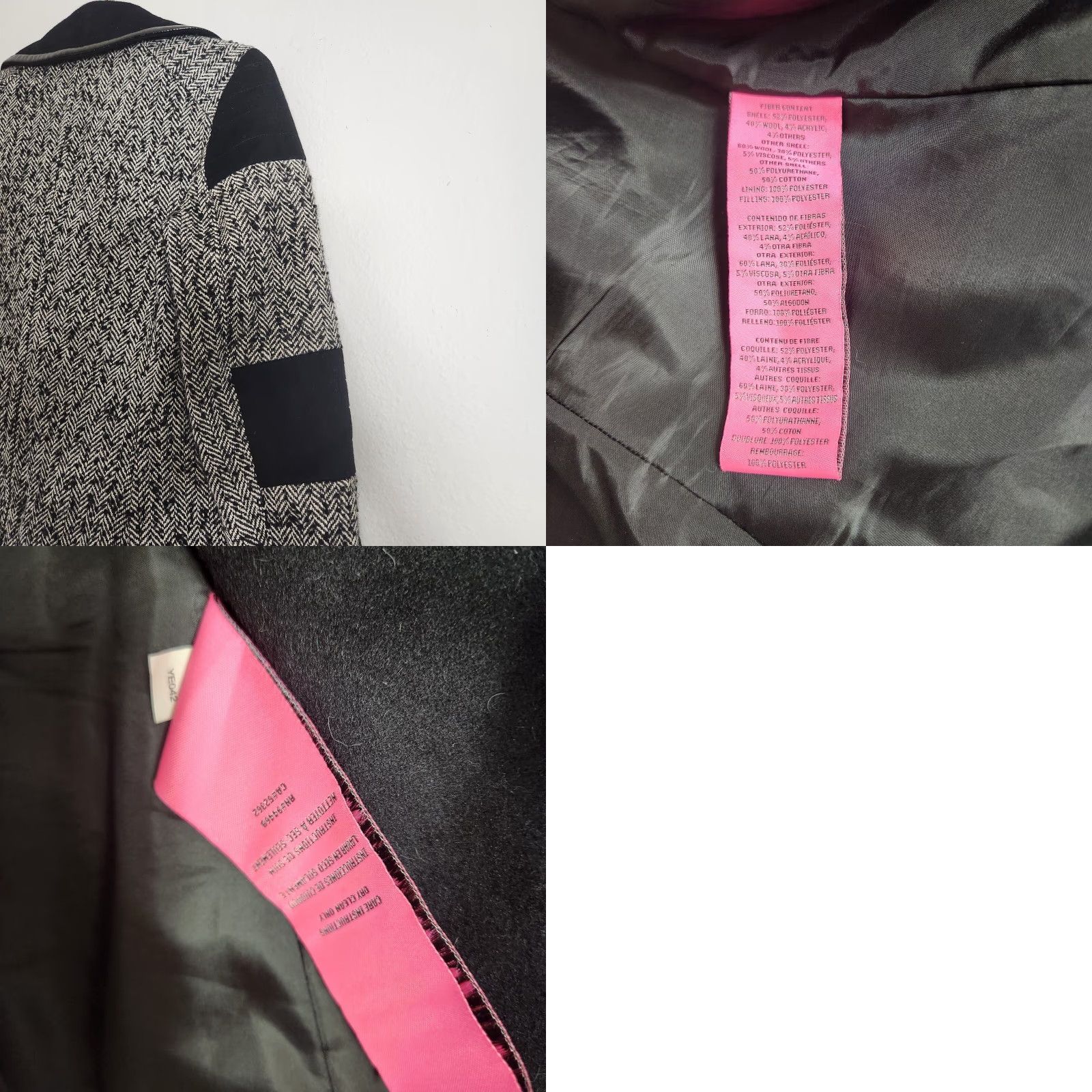 Betsey Johnson VINTAGE Betsey Johnson Peacoat Womens Black/Ivory Tweed Double Breasted Short Wool Blend Coat XS Black Womens Size XS / US 0-2 / IT 36-38 - 8 Thumbnail