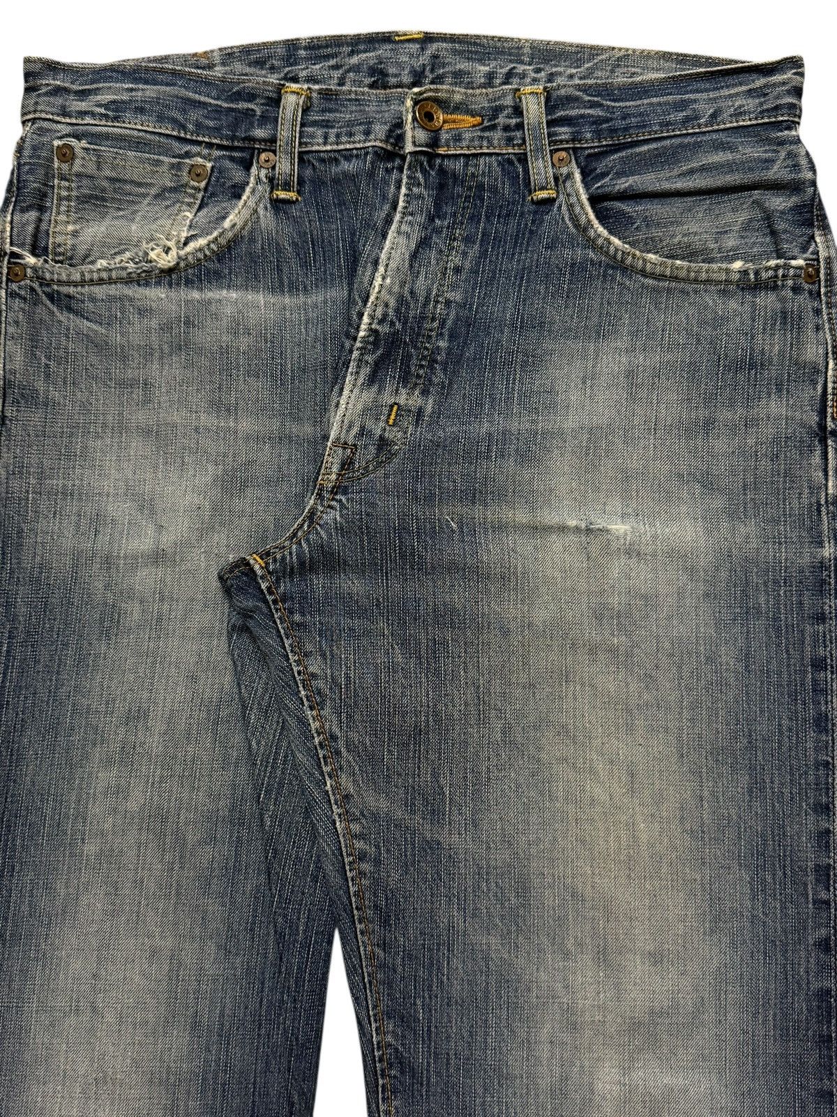 Edwin Vintage 90s Edwin 505zx Selvedge Blue Faded Wash Wide Leg Size US 33 - 3 Thumbnail