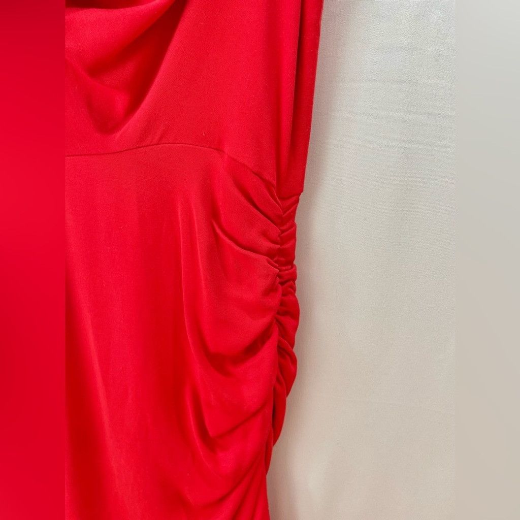 Alice + Olivia Alice + Olivia Red Draped Neck Side Ruched Mini Dress Size 6 Size M / US 6-8 / IT 42-44 - 5 Thumbnail