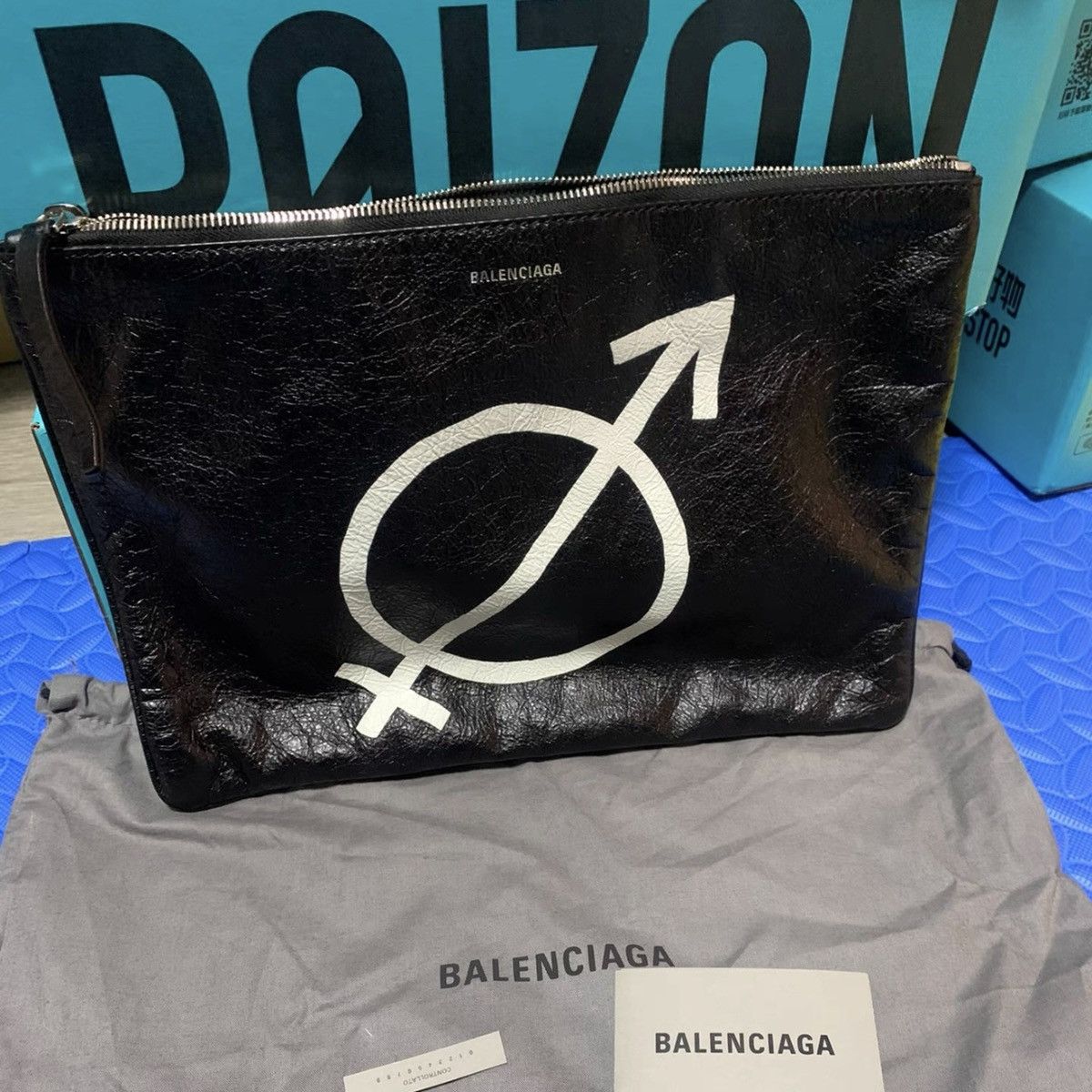 Balenciaga Gender Neutral Print Pouch Black Size ONE SIZE - 1 Thumbnail