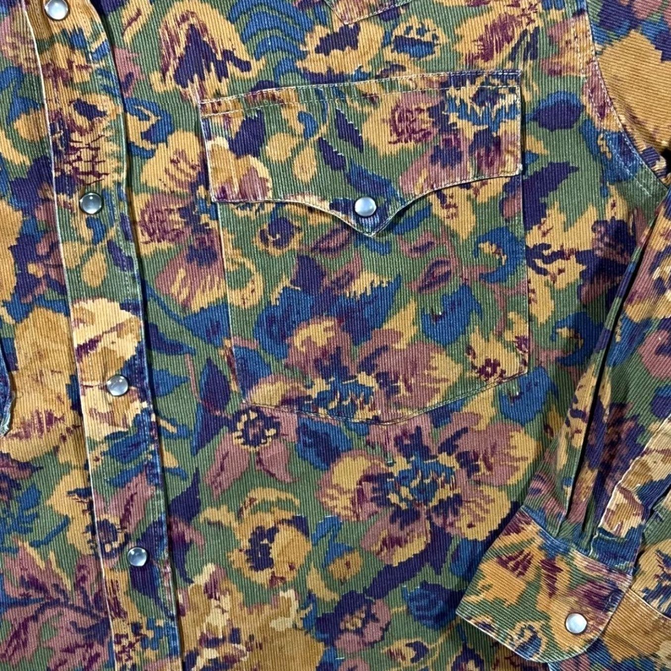 Vintage VINTAGE Windquest D'Aulisa Ermenegildo Floral Corduroy Western Popper Shirt XL Size US XL / EU 56 / 4 - 3 Thumbnail
