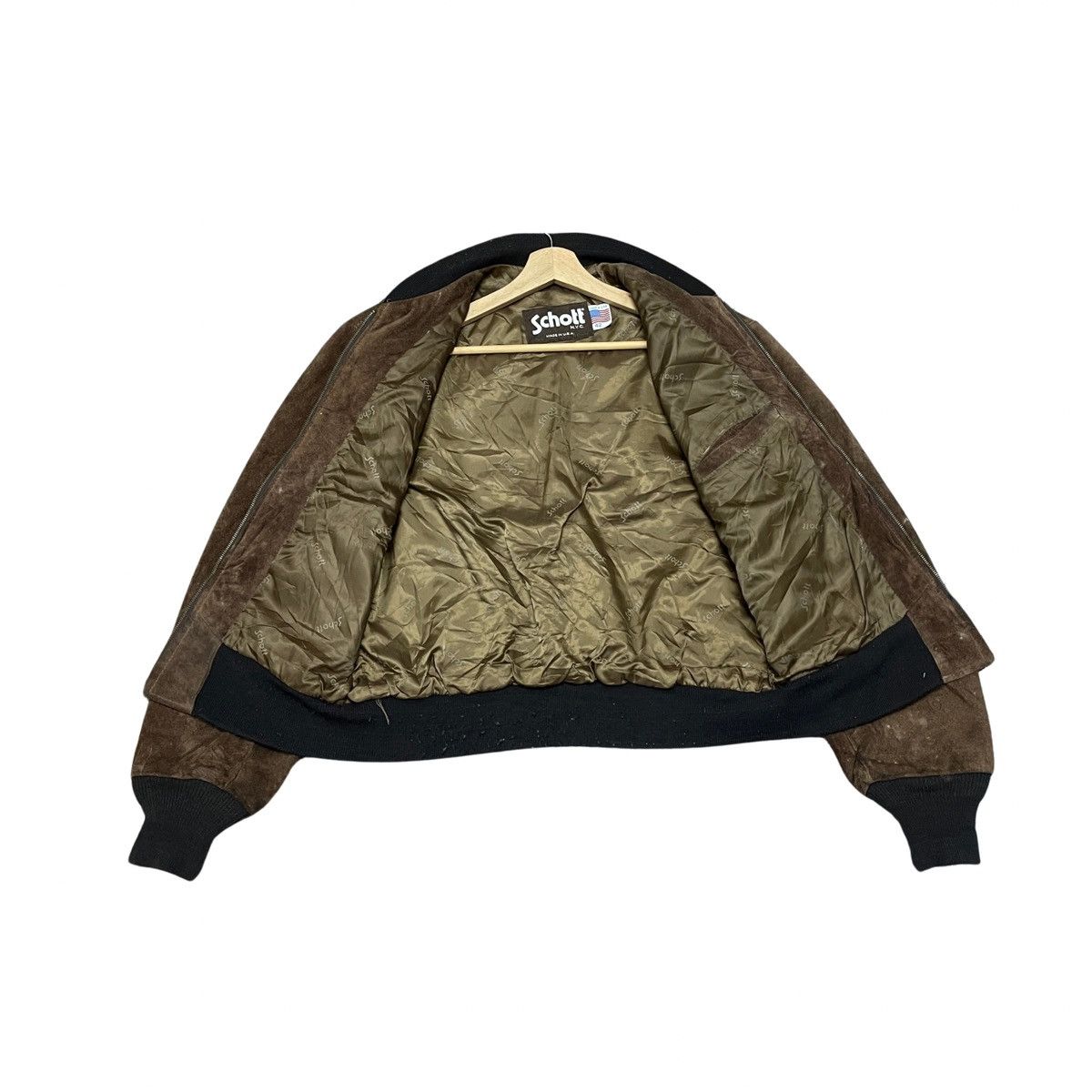 Schott Vintage Schott NYC Made in USA Suede Leather Bomber Jacket Size US M / EU 48-50 / 2 - 20 Thumbnail