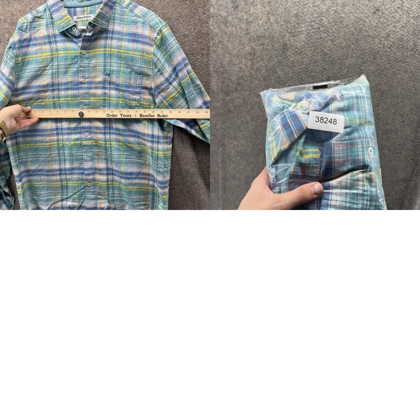 Tommy Bahama Tommy Bahama Shirt Mens Medium Blue Green Plaid Linen Blend Long Sleeve Size US M / EU 48-50 / 2 - 9 Thumbnail