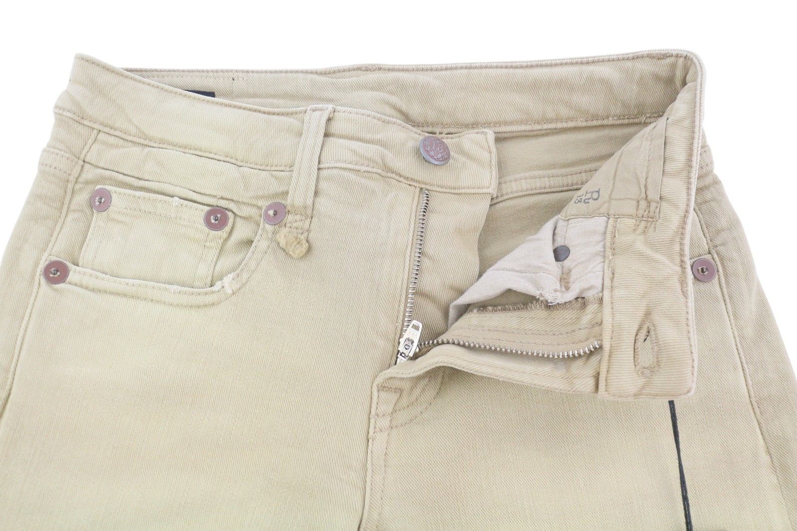 R13 BOY STRAIGHT 24 Khaki Stretch Washed Cropped Zip 86267 Size 24" / US 00 / IT 34 - 5 Thumbnail