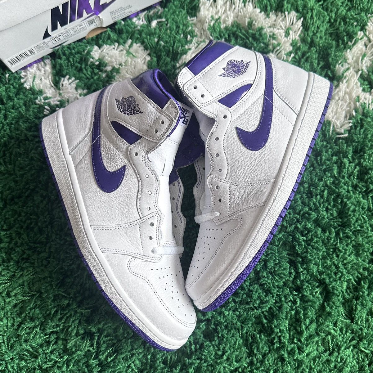 image of Nike Air Jordan 1 High Court Purple 3.0 Size 12W/10.5M Shoes in White, Men's