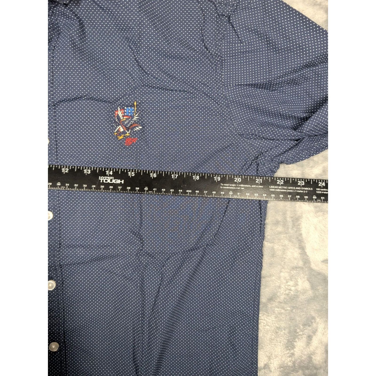 Ed Hardy Ed Hardy Shirt Mens Large Navy Blue Polka Dot Long Sleeve Button Up Eagle Patriotic USA Embroidered Chest Crest Casual Regular Fit Size US L / EU 52-54 / 3 - 3 Thumbnail