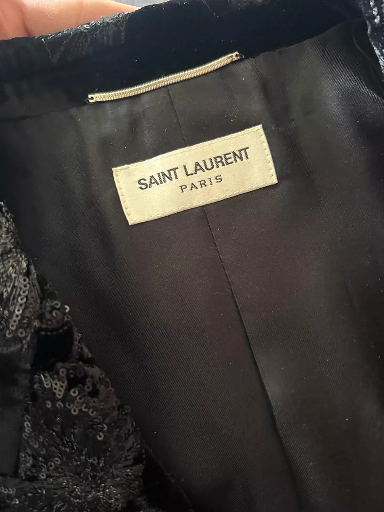 Saint Laurent Paris Saint Laurent 21SS Black Velvet Hibiscus blazer 2504-Nextar Size 46R - 6 Thumbnail