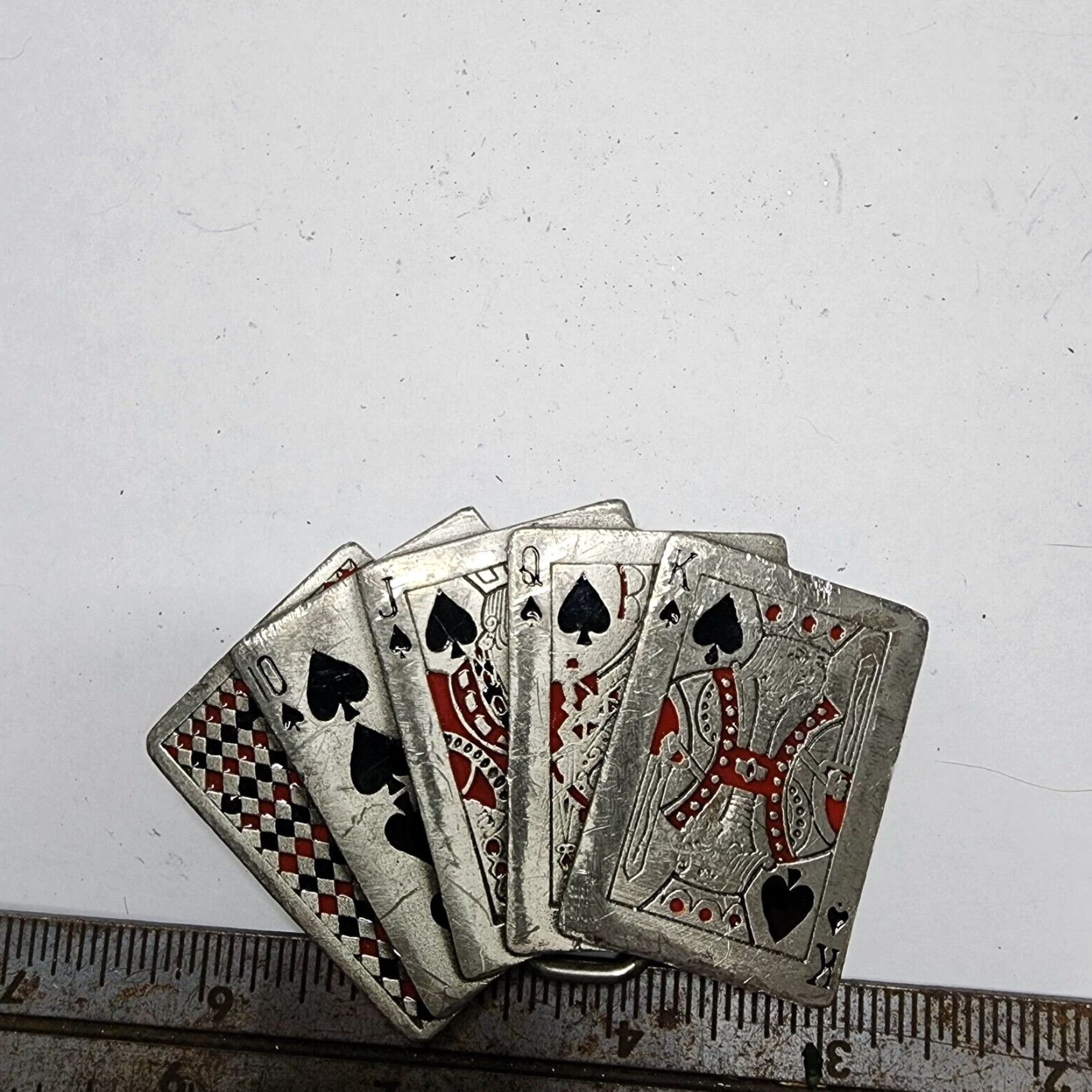 Vintage VINTAGE American THE GREAT AMERICAN BUCKLE CO 5 CARD STUD SPADES BELT BUCKLE Size ONE SIZE - 3 Thumbnail