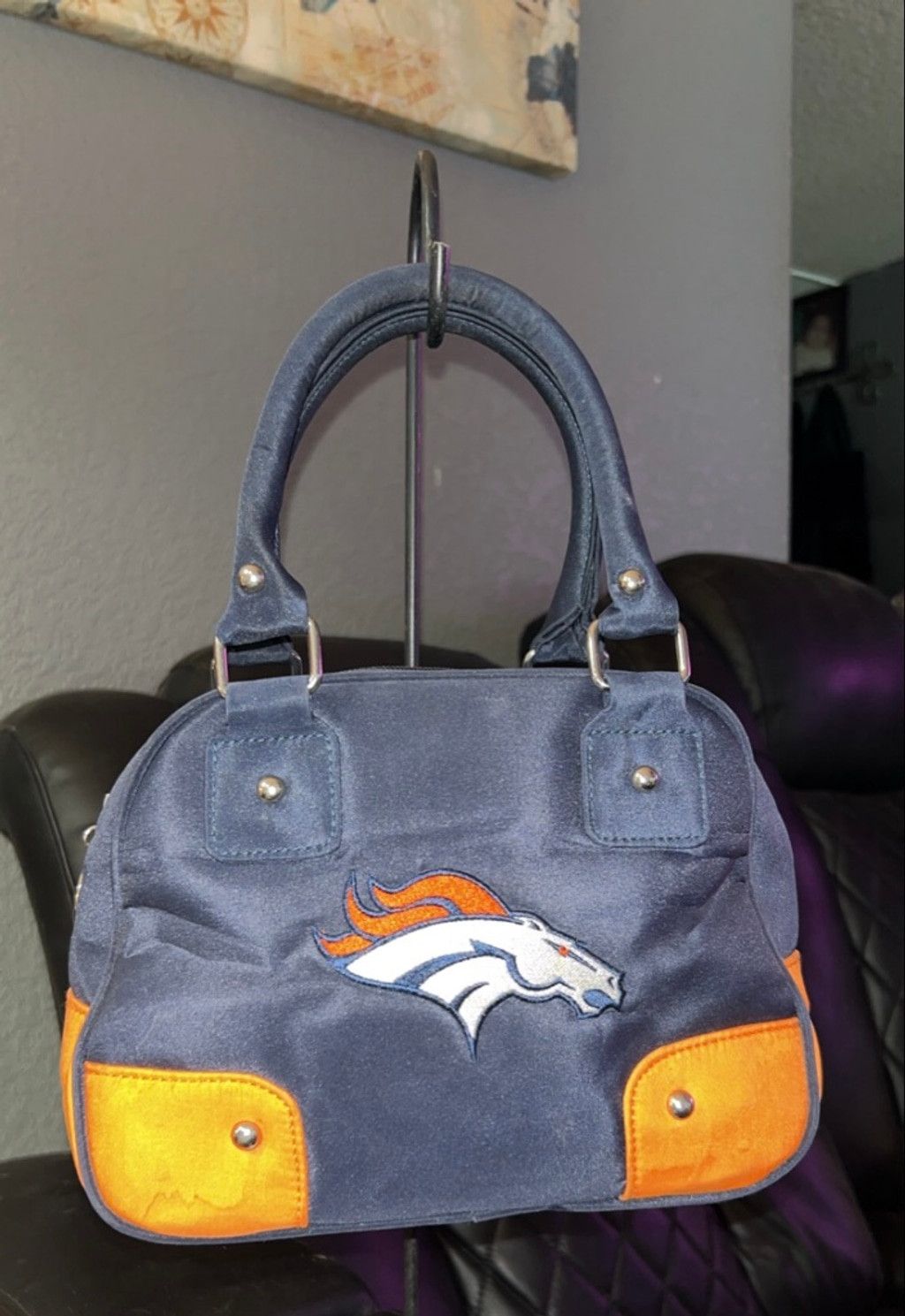The Unbranded Brand Navy Orange Denver Broncos Satchel Size ONE SIZE - 1 Thumbnail