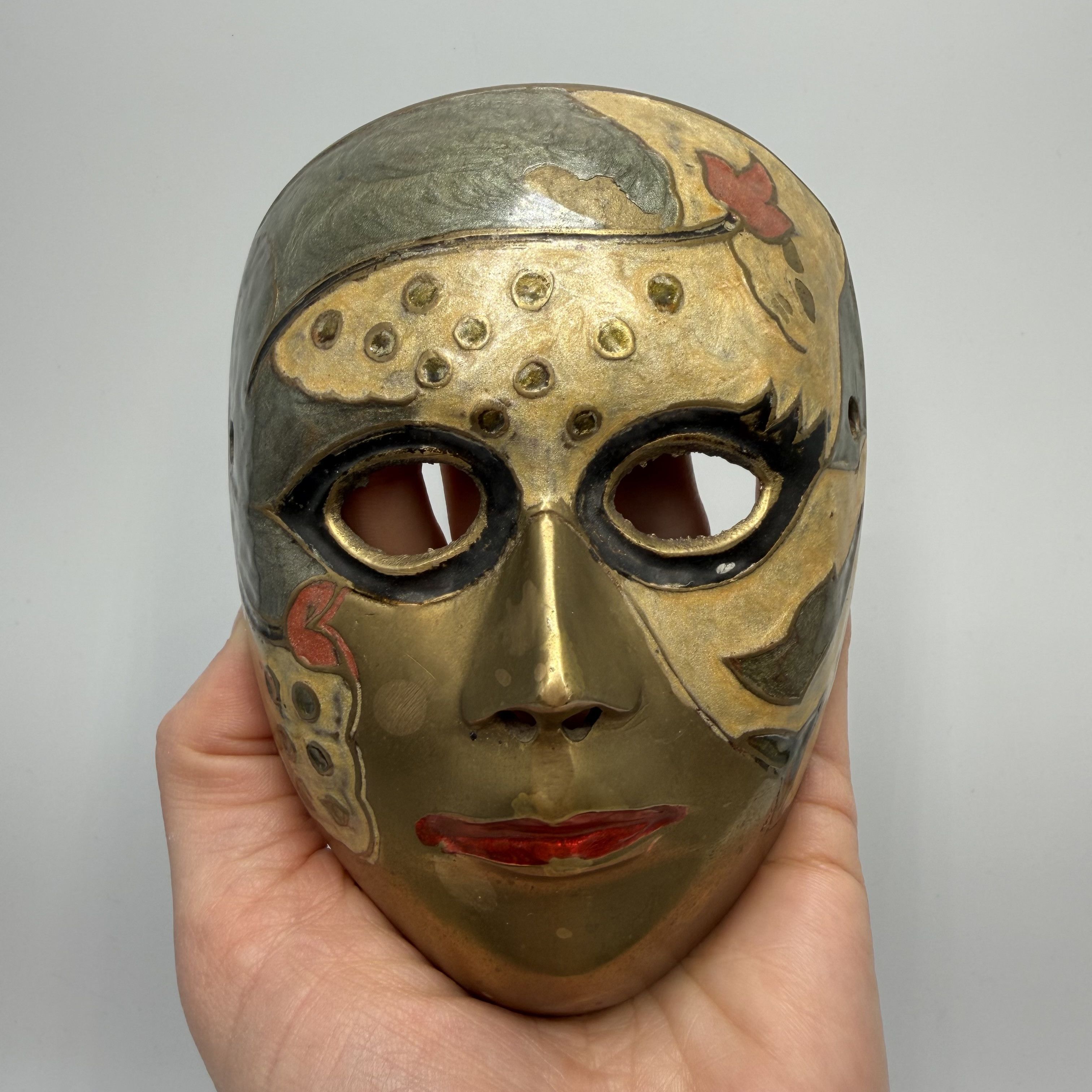 Vintage Vintage Venetian Bronze Enamel Mask Wall Decor Size ONE SIZE - 1 Thumbnail