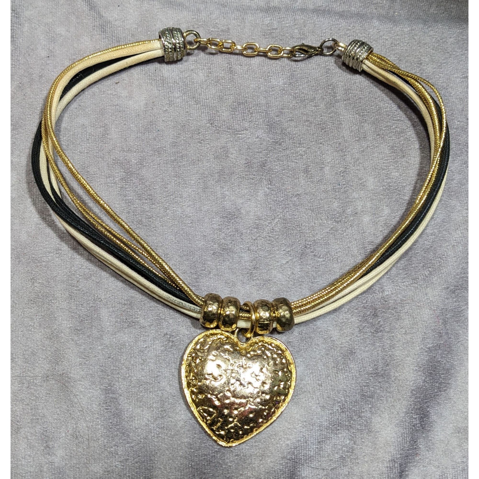 Other Funky Glam Textured Heart Gold Tone And Tan Pendant Necklace Size ONE SIZE - 6 Thumbnail