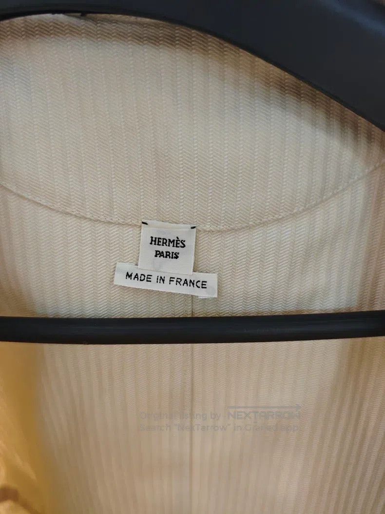 Hermes Hermes White striped long coat Size XXS / US 00 / IT 34 - 3 Thumbnail