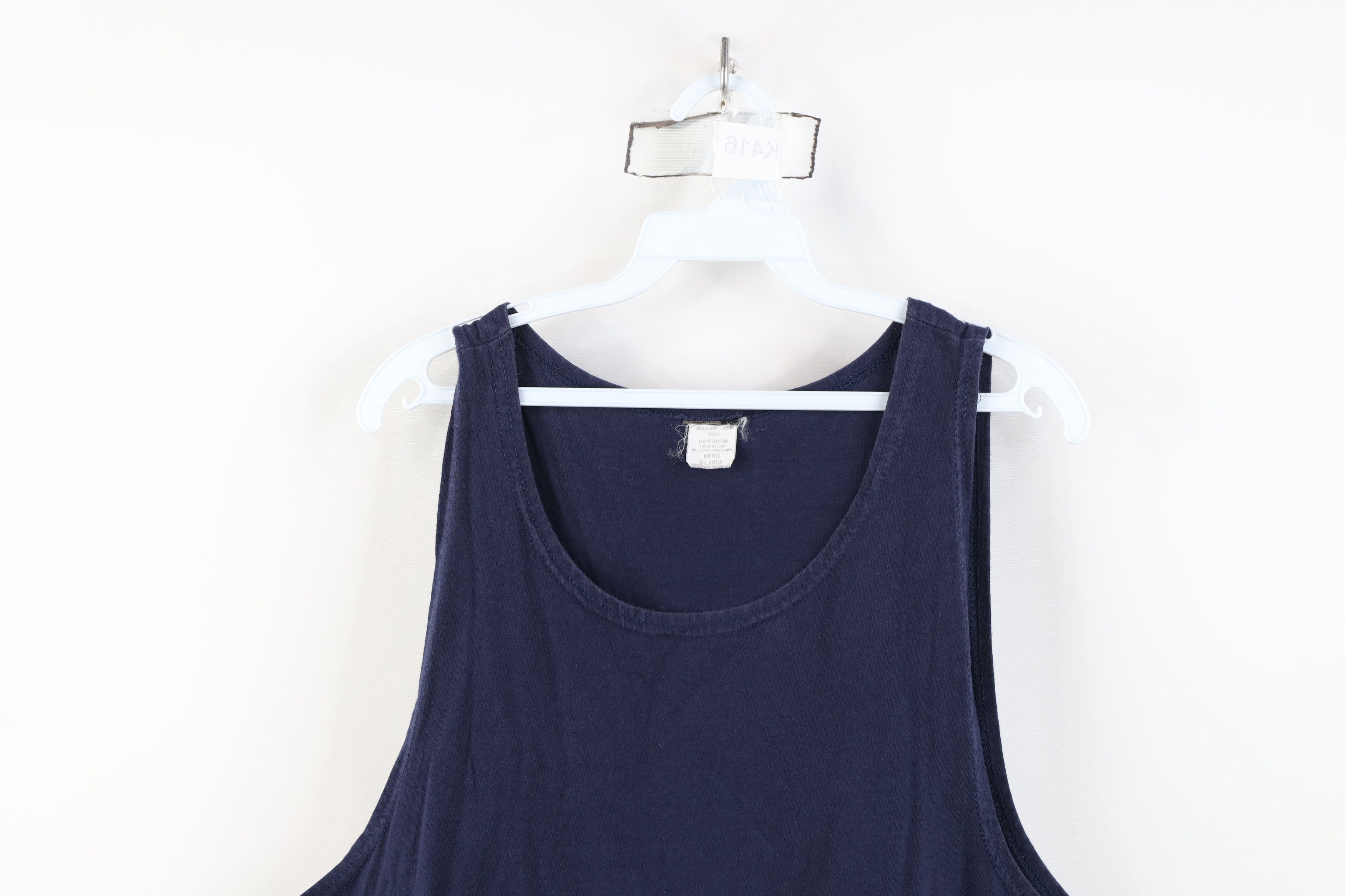 Vintage Vintage 90s Streetwear Tank Top T-Shirt Navy Blue Cotton USA Size US XL / EU 56 / 4 - 2 Thumbnail
