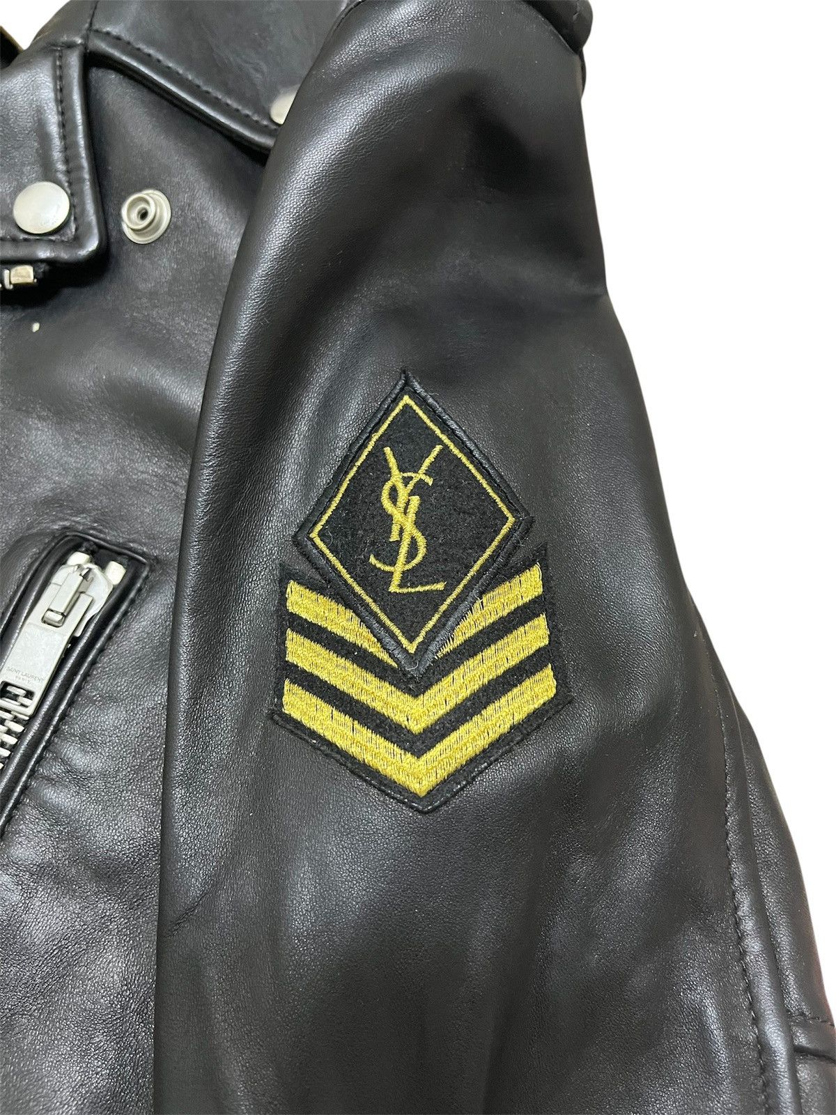 Saint Laurent Paris FW17 Saint Laurent Leather Biker Jacket With YSL Patches Size S / US 4 / IT 40 - 14 Thumbnail