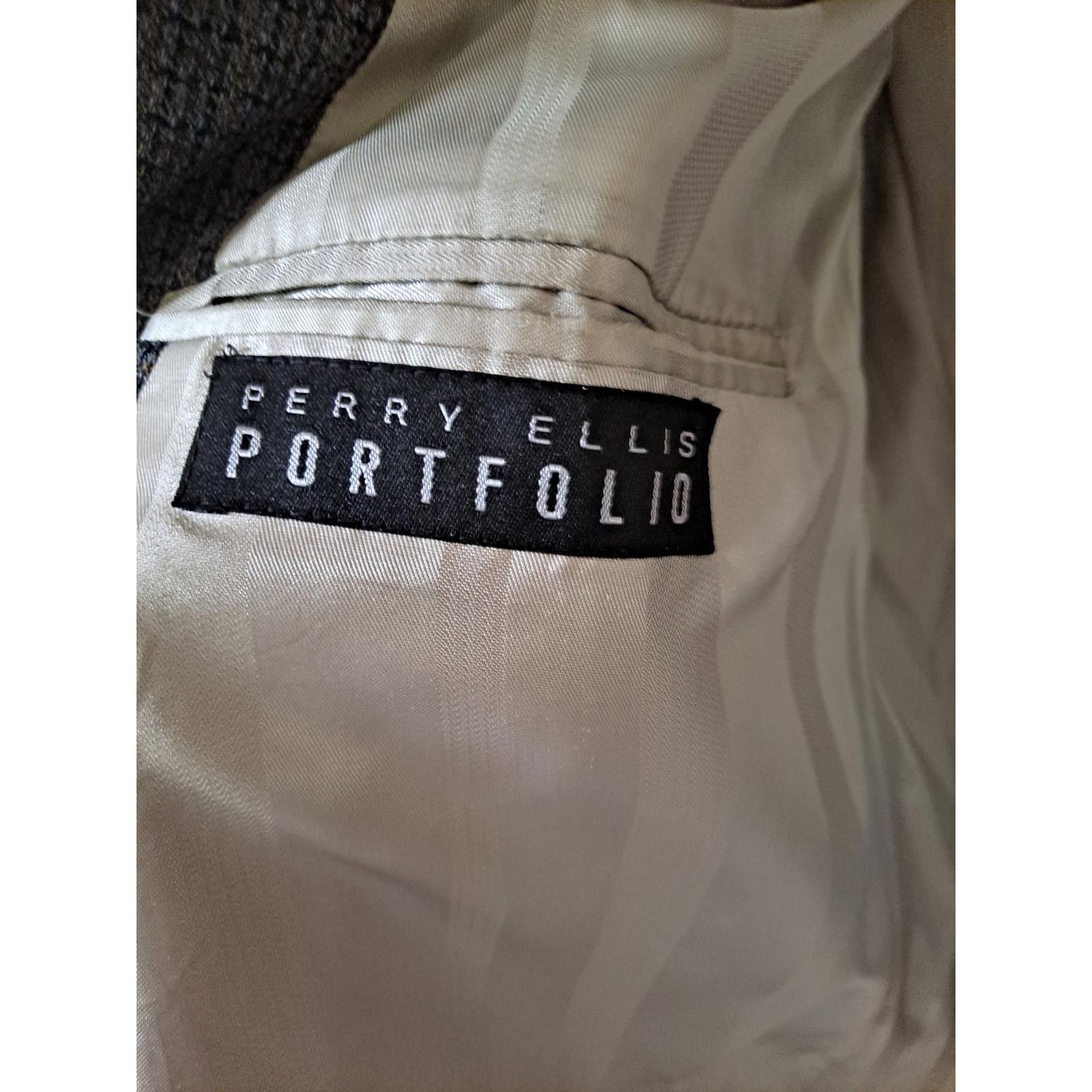 Perry Ellis Perry Ellis Portfolio Tan and Black Suit Jacket Size 46R Size 40R - 3 Thumbnail