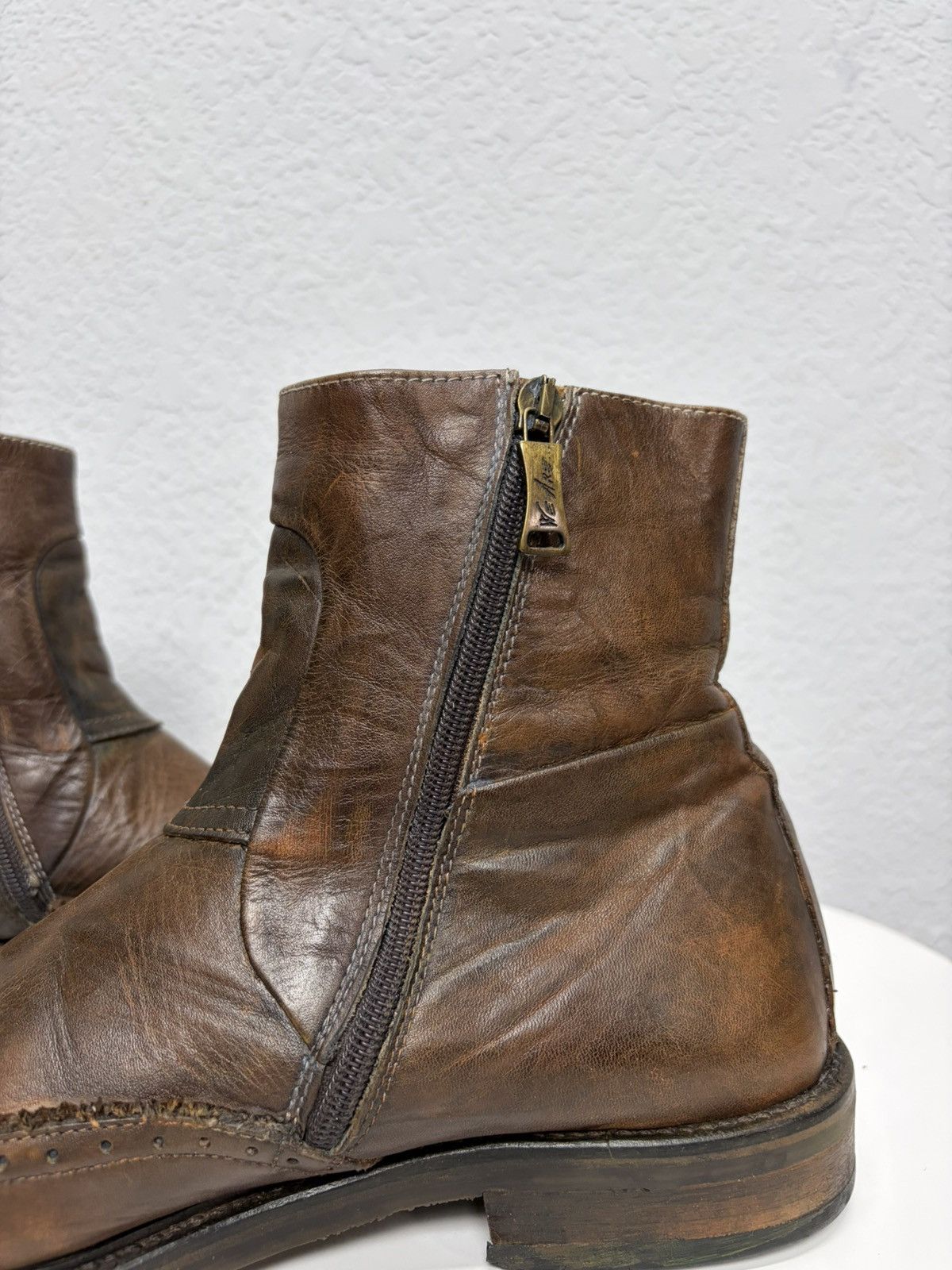 If Six Was Nine Vintage Italian AS 98 Rick Owens Style Leather Biker Boots Size US 9 / EU 42 - 8 Thumbnail