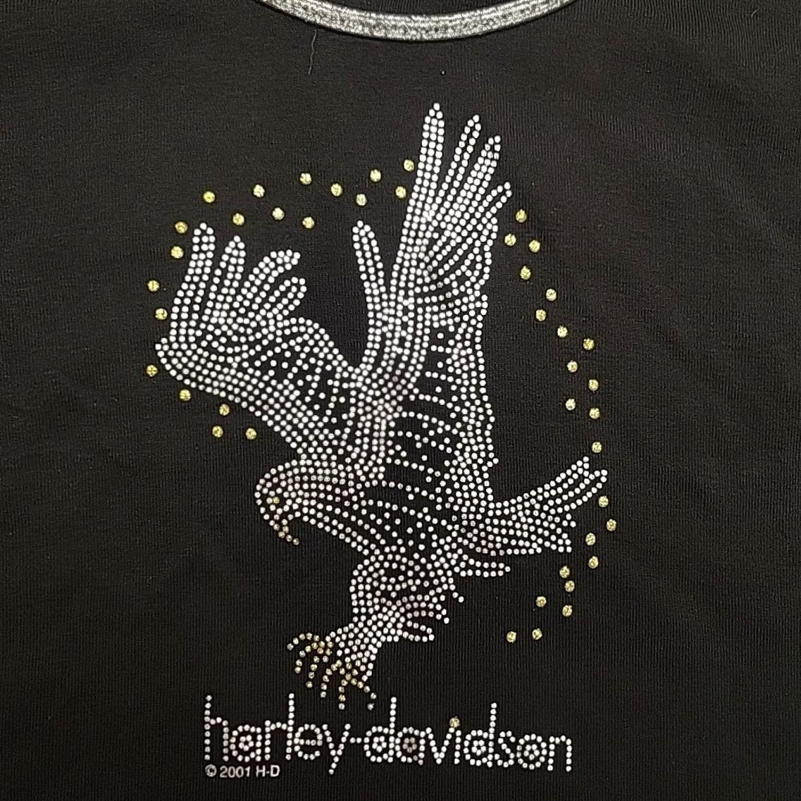 Harley Davidson VINTAGE Harley Davidson Shirt Women L Black Eagle Rhinestone Milwaukee Made In USA Size L / US 10 / IT 46 - 2 Thumbnail