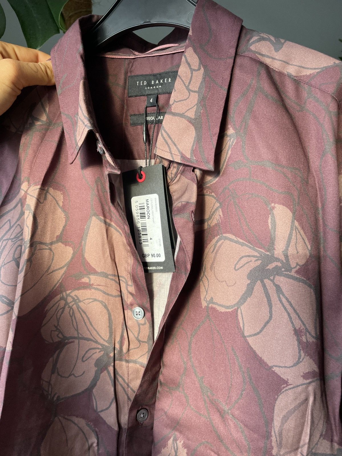 Ted Baker TED Baker Maroon Shirt Floral print Size US L / EU 52-54 / 3 - 5 Thumbnail
