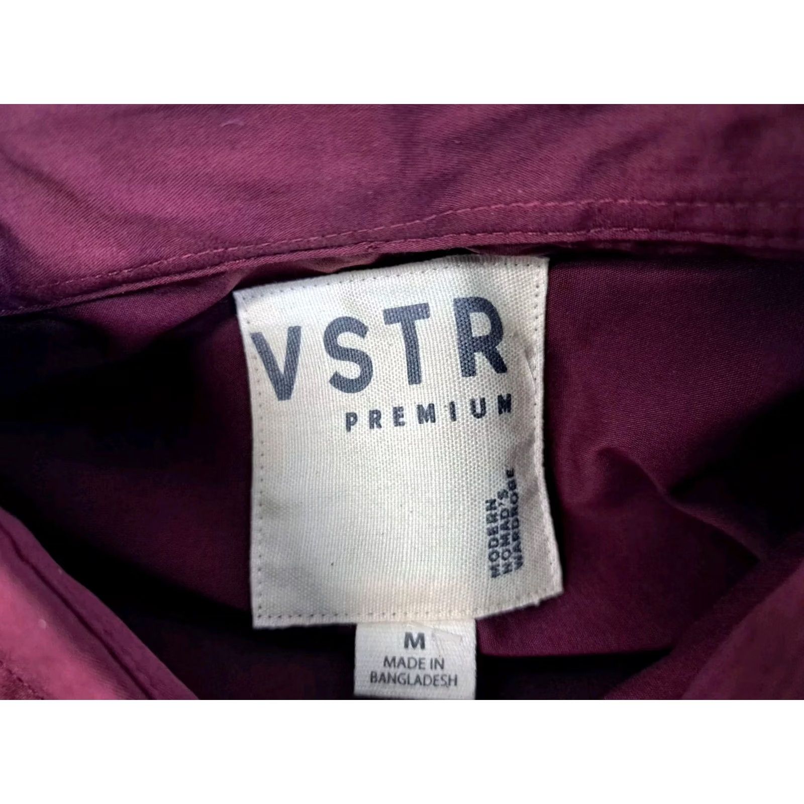 Vintage VSTR Premium Mens Short Sleeve Button-Up Stretch Shirt M Maroon Knit Casual Shirt, Win? Size US M / EU 48-50 / 2 - 3 Thumbnail
