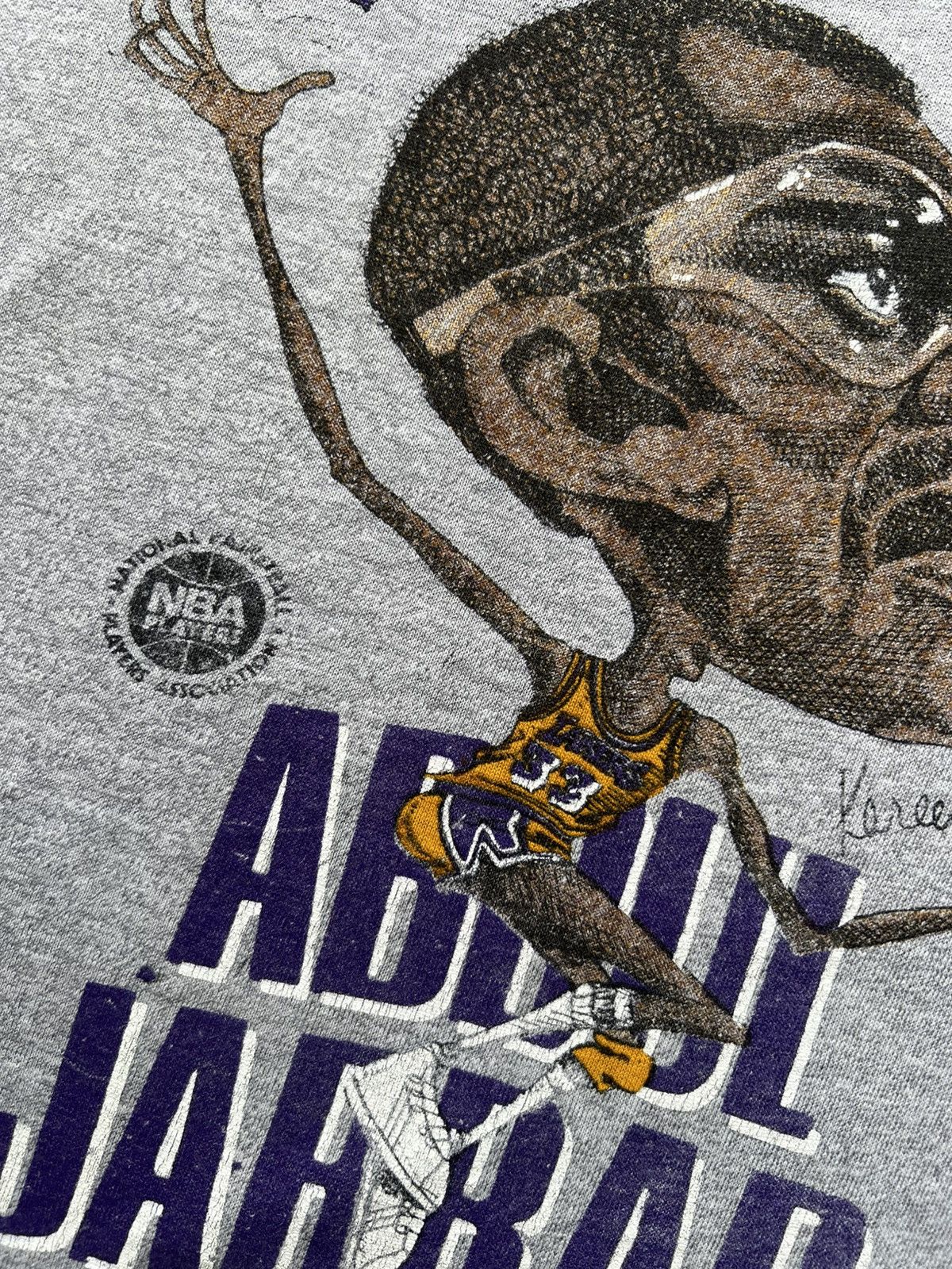 Vintage ‘80s Kareem Abdul Jabbar Caricature NBA Lakers Tee Shirt Size US M / EU 48-50 / 2 - 4 Thumbnail