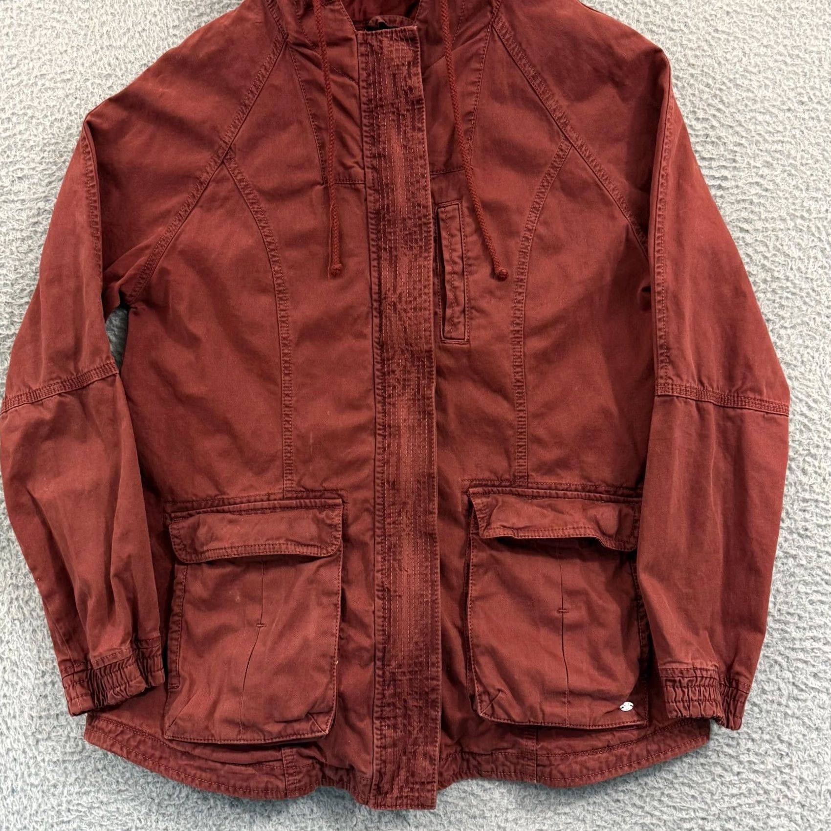 American Eagle Outfitters VINTAGE American Eagle Jacket Womens Medium Red Cargo Utility Military Hooded Zip Y2K Size M / US 6-8 / IT 42-44 - 2 Thumbnail