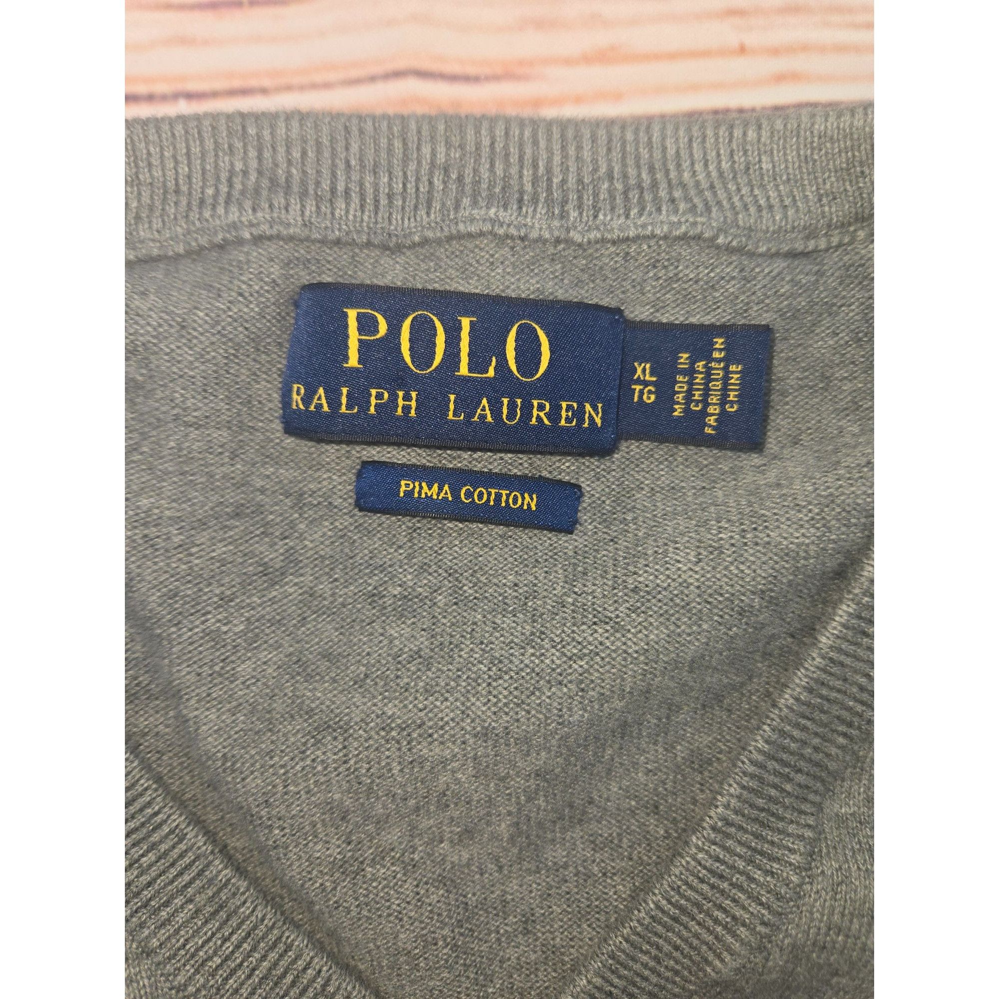 Polo Ralph Lauren Polo Ralph Lauren Mens XL Pima Cotton V-Neck Sweater Gray Co Size US XL / EU 56 / 4 - 2 Thumbnail