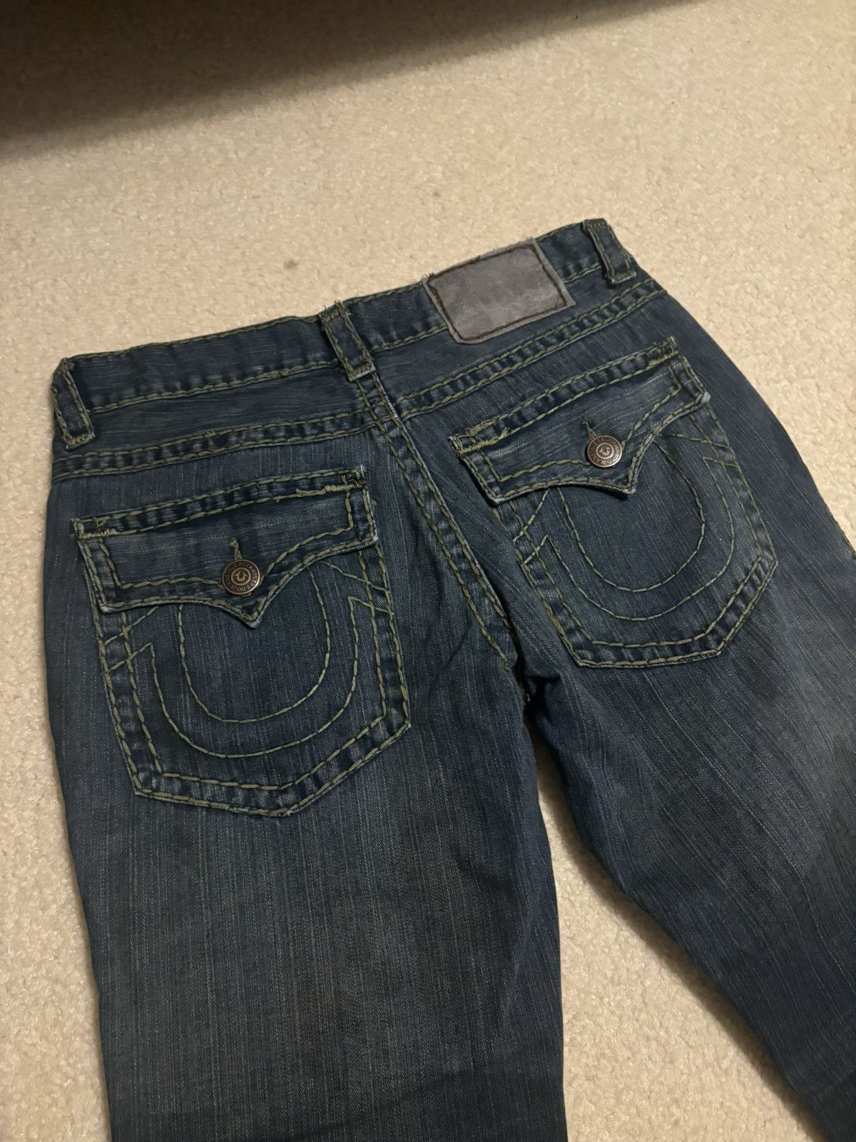 True Religion True Religion Joey Green Horseshoe Stitch Jeans Size US 36 / EU 52 - 2 Thumbnail