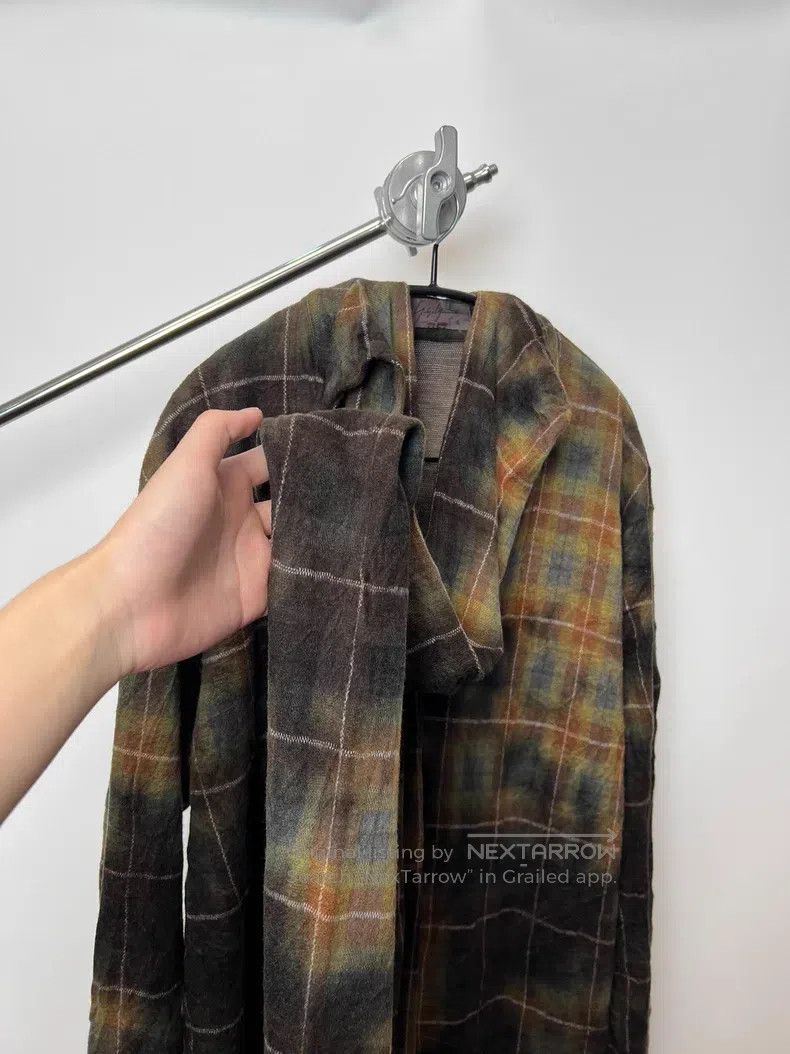 Yohji Yamamoto YOHJI YAMAMOTO Plaid Faded Wool and Polyester Bathrobe Coa Size US L / EU 52-54 / 3 - 6 Thumbnail
