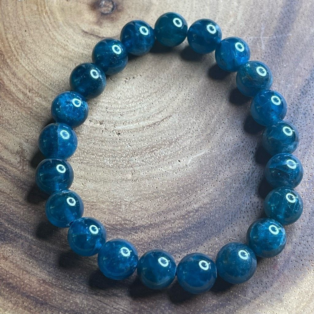 Other Apatite gemmy teal stretch beaded bracelet 7” crystal healing beads 8mm Size ONE SIZE - 6 Thumbnail