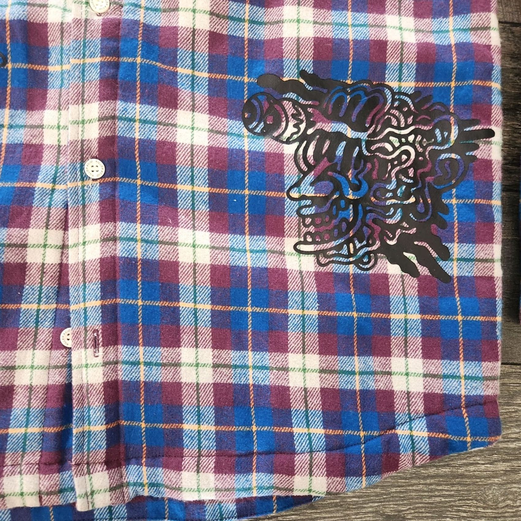 Vintage Killer Acid Shacket Jacket Mens Medium Hoodie Flaid Plaid Trippy Psychedelic Flannel Size US M / EU 48-50 / 2 - 2 Thumbnail