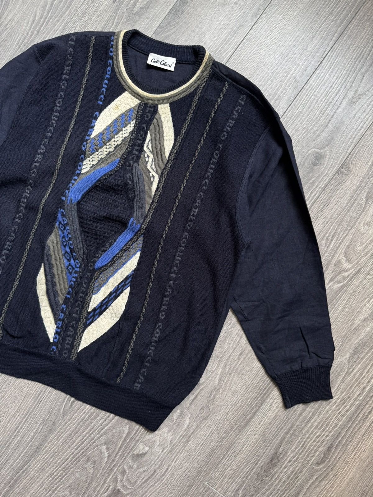 Carlo Colucci Carlo Colucci Mens Coogi style Linen Sweater Vintage Size US L / EU 52-54 / 3 - 1 Thumbnail