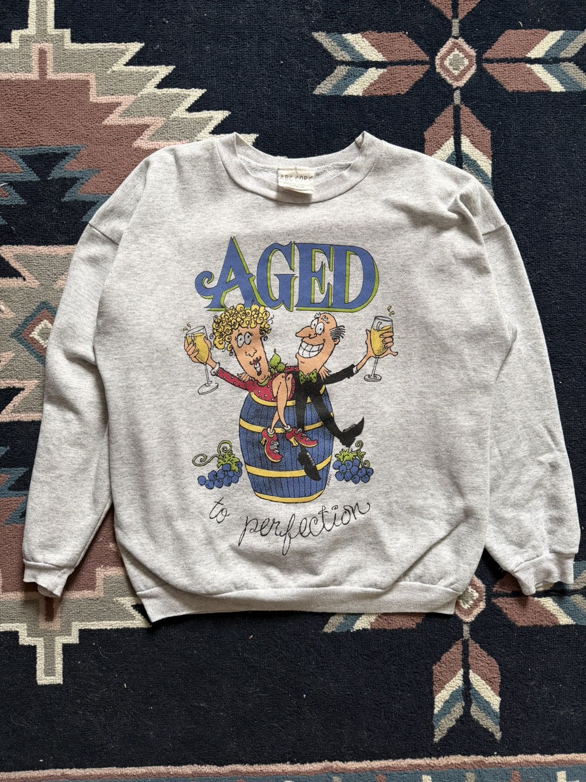 Vintage 1990s Vintages Wine Drinking “Aged to Perfection” Crewneck Size US M / EU 48-50 / 2 - 1 Thumbnail