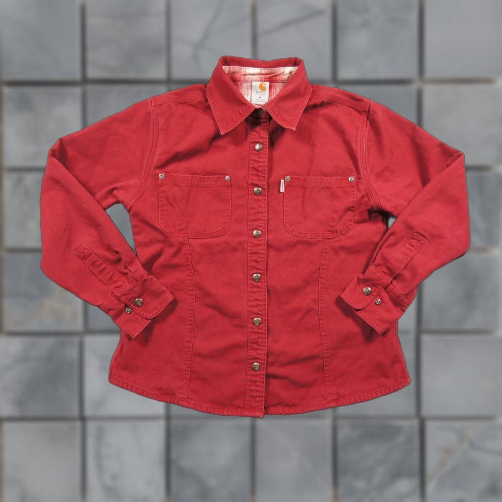 Carhartt VINTAGE Carhartt Shirt Womens Medium Red Canvas Button Down Snap Flannel Lined Ladies Size M / US 6-8 / IT 42-44 - 1 Thumbnail