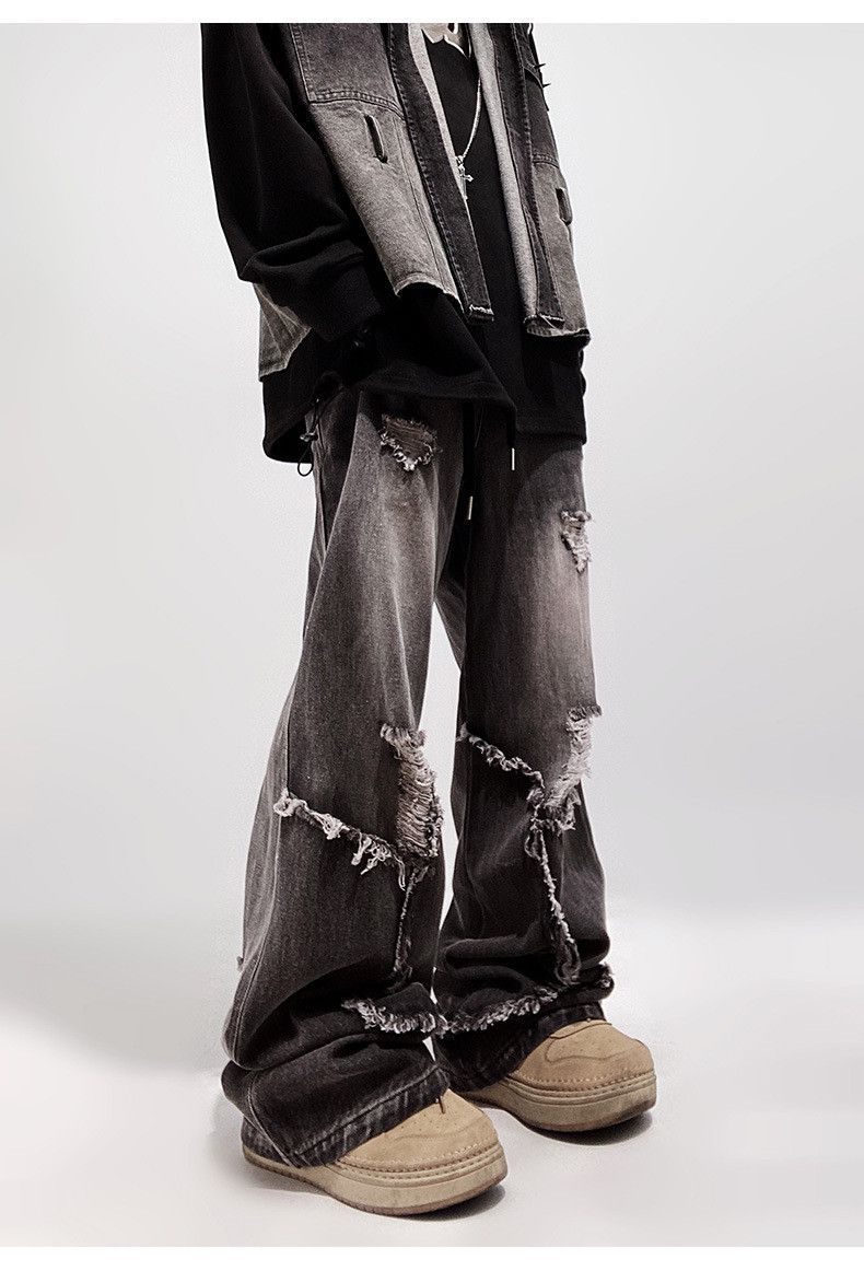 Japanese Brand American loose retro flared hip-hop ripped vintage jeans Size US 32 / EU 48 - 4 Thumbnail